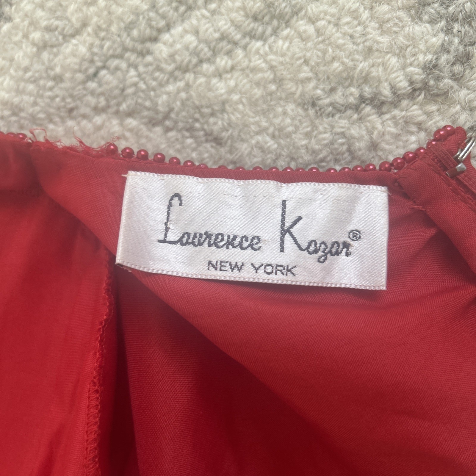 Vintage 1980’s Laurence Kazar New York Beaded Sequined Red Dress Size M
