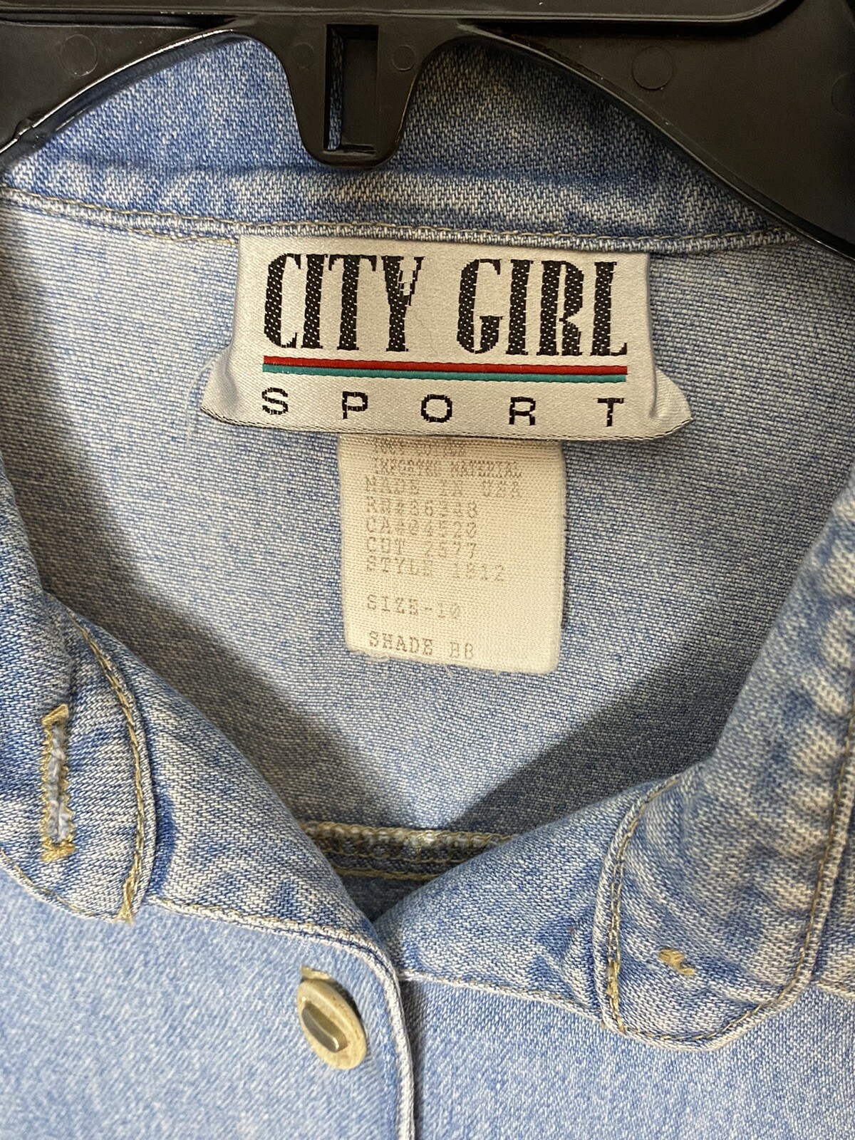 Vintage City Girl Sport Denim Western Tribal Design Shirt Womens Size 10