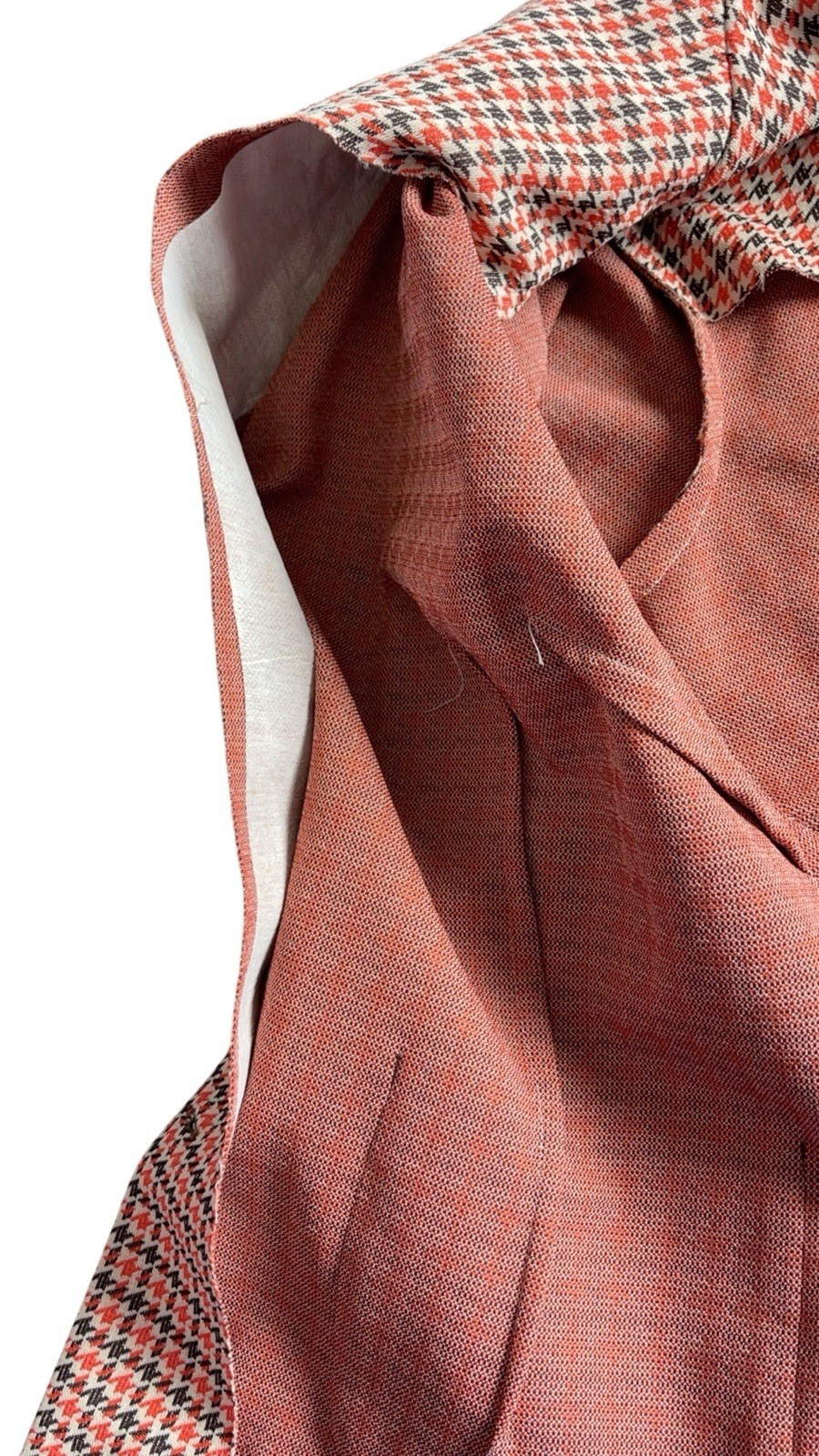 Vintage Ina Carol 70s Houndstooth Single Breasted Dagger Collar Blazer Jacket