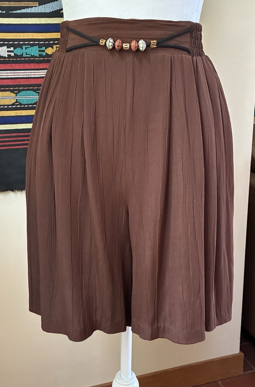 Vintage 90s Brown Melrose High Waisted Wide Leg Culottes Shorts size S USA Made
