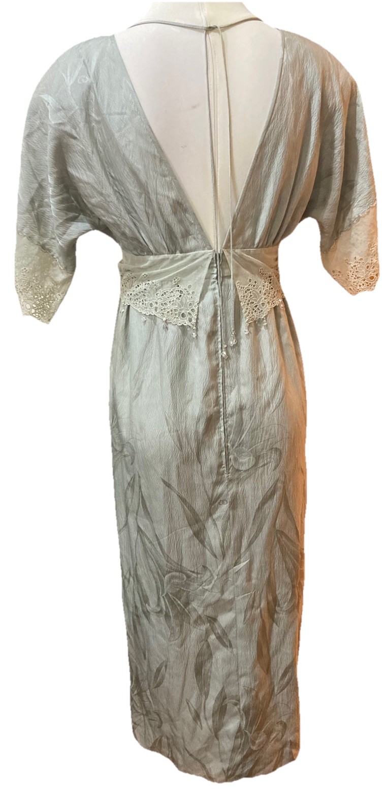Carol Peretz / Neiman Marcus, Sea Foam Green Silk Bead Boho Dress Rare Vintage