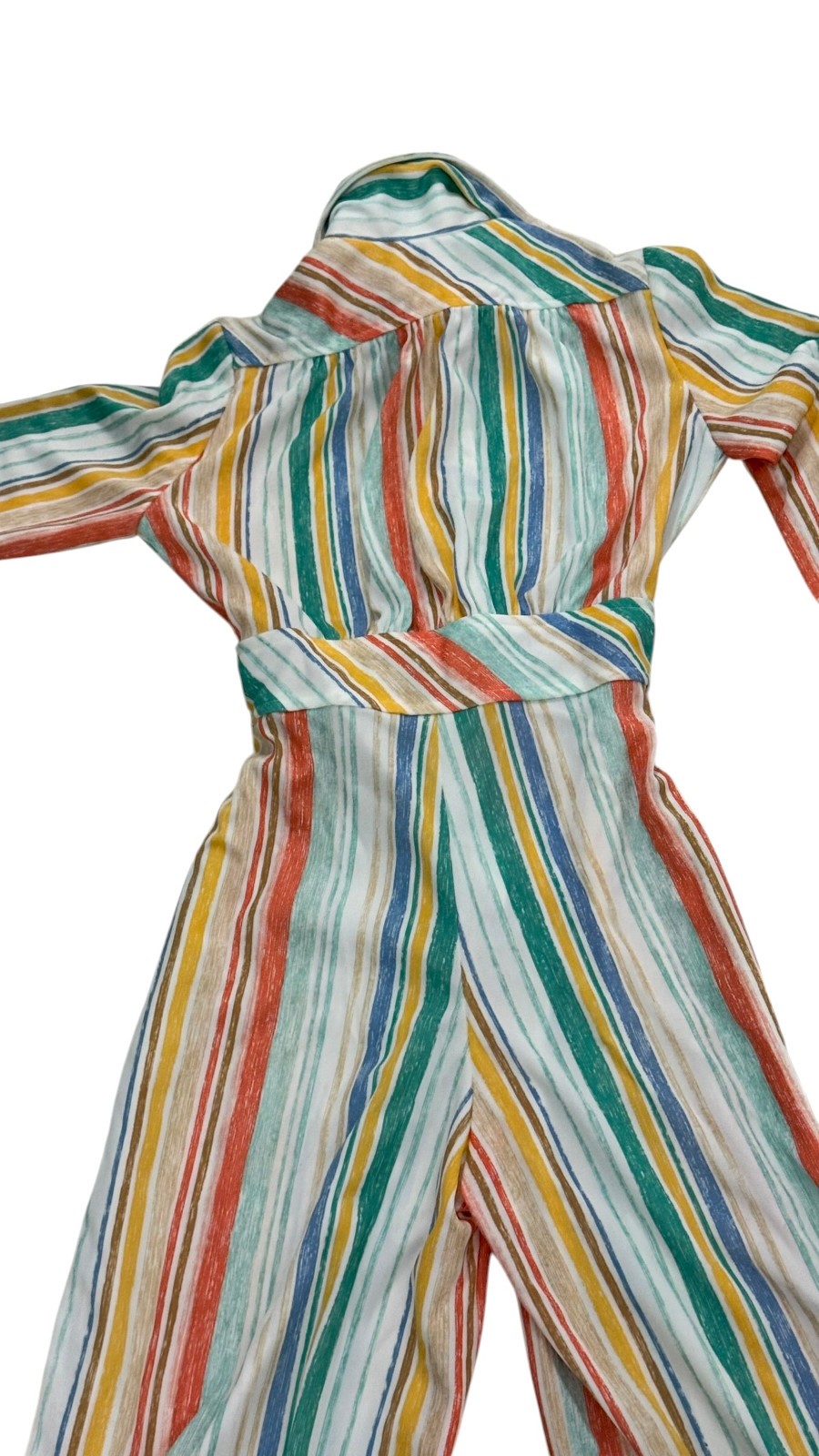 Vintage 1970s Jane Victor Striped Belted Wide Leg Jumpsuit NWT Size 12