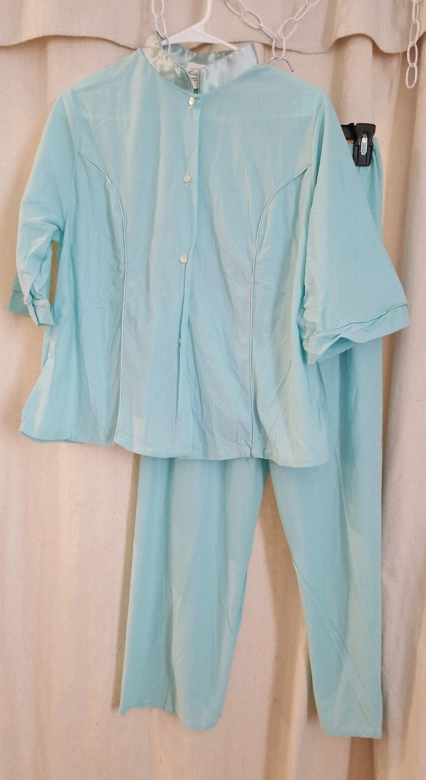 Vintage Fashion By Belinda Blue Pajama Set ILGWU Union Label Medium 38 PJ’s
