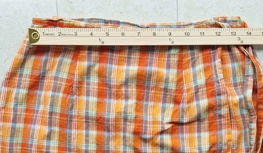 Vintage Paul Harris Design Wrap A Line Short Skirt Plaid Orange Sz 8 Cotton 90s