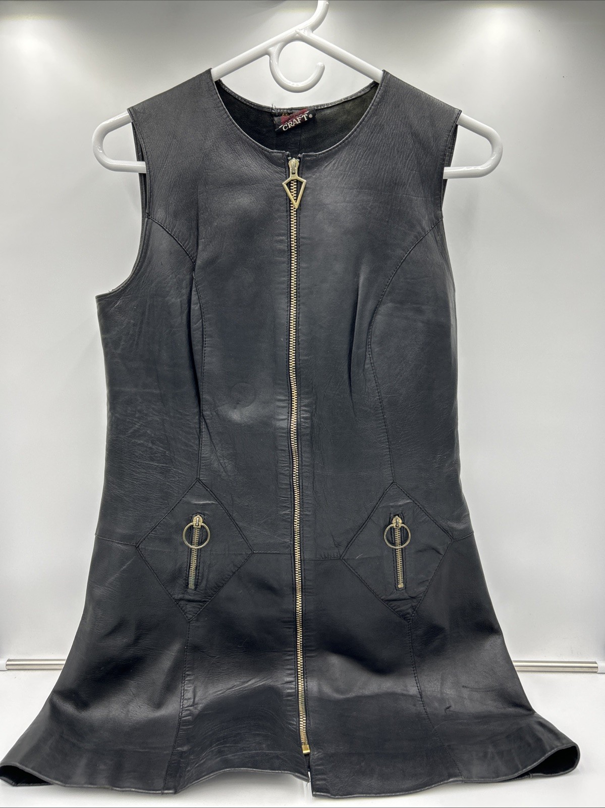 Vintage Europe Craft Leather Dress Black Hand Tailored in Belgium by JSB