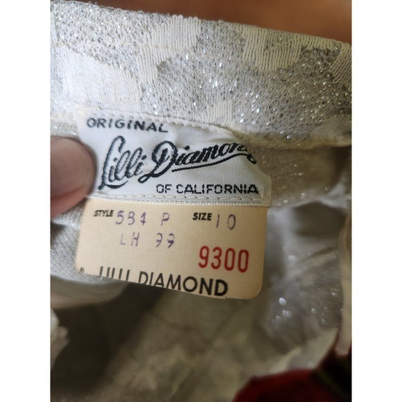70s Lilli Diamond of California Ivory and Silver Lace Bell Bottoms