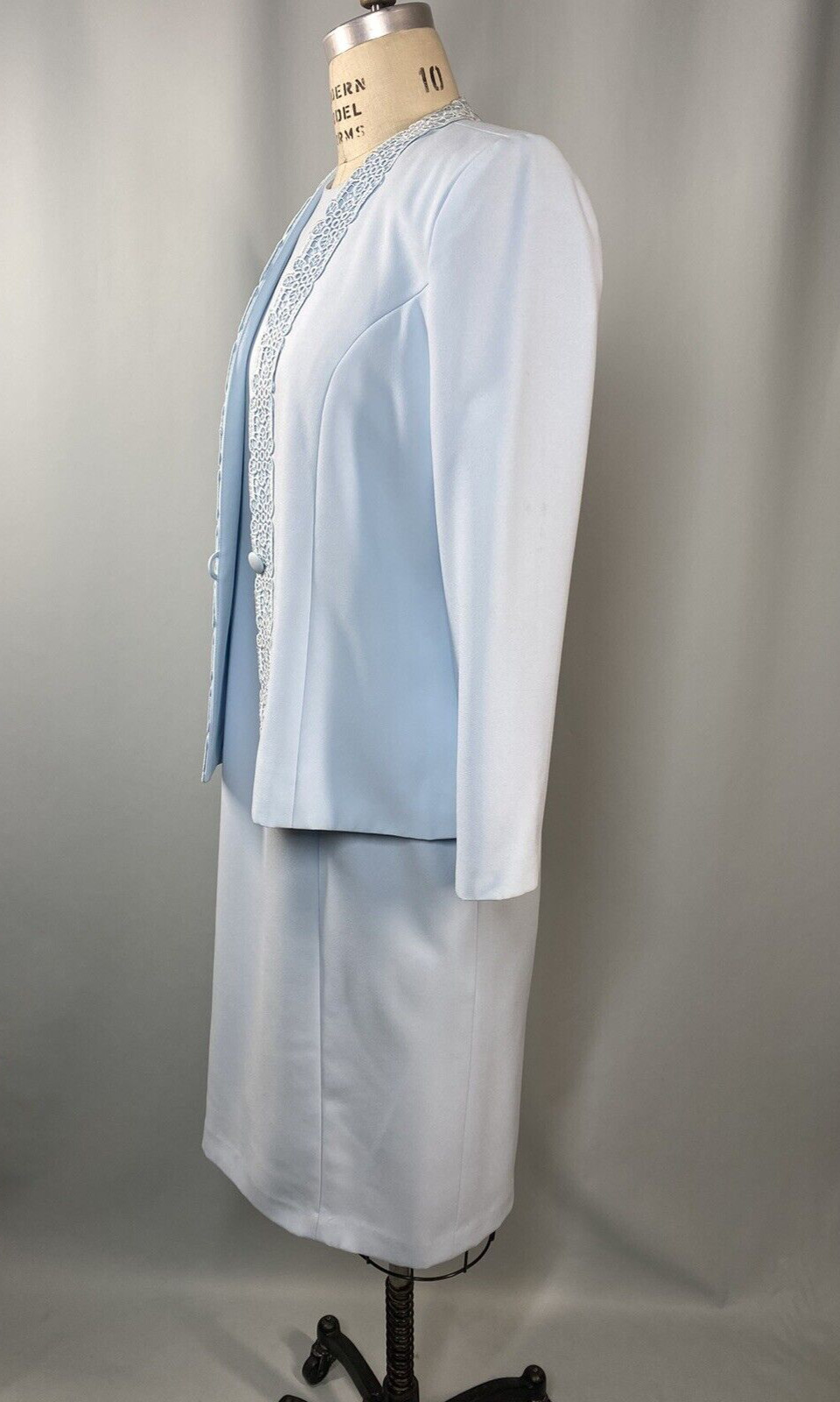 Vintage two piece Jacket & Dress SIZE 8 blue sheath HENRY LEE 60s 70s 80s 90s