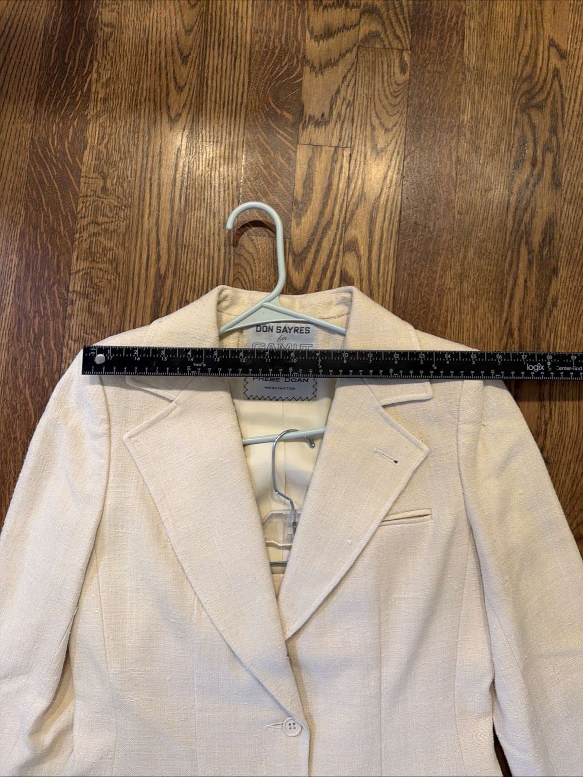 VTG Don Sayres 100% Silk High-Waisted Wide-Leg Tailored Pant Suit Sz 12 Tall