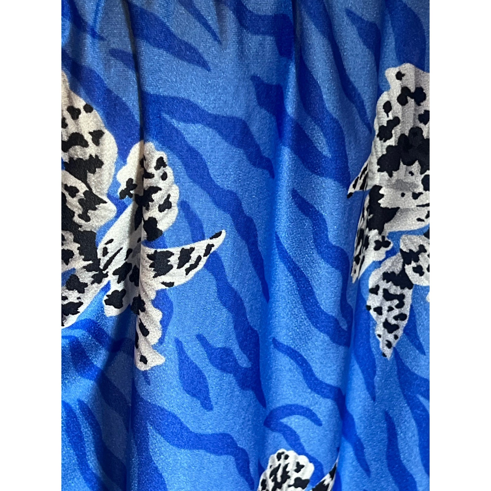 Vintage Oscar de la Renta Swimwear Blue Floral Animal Print Wrap Resortwear