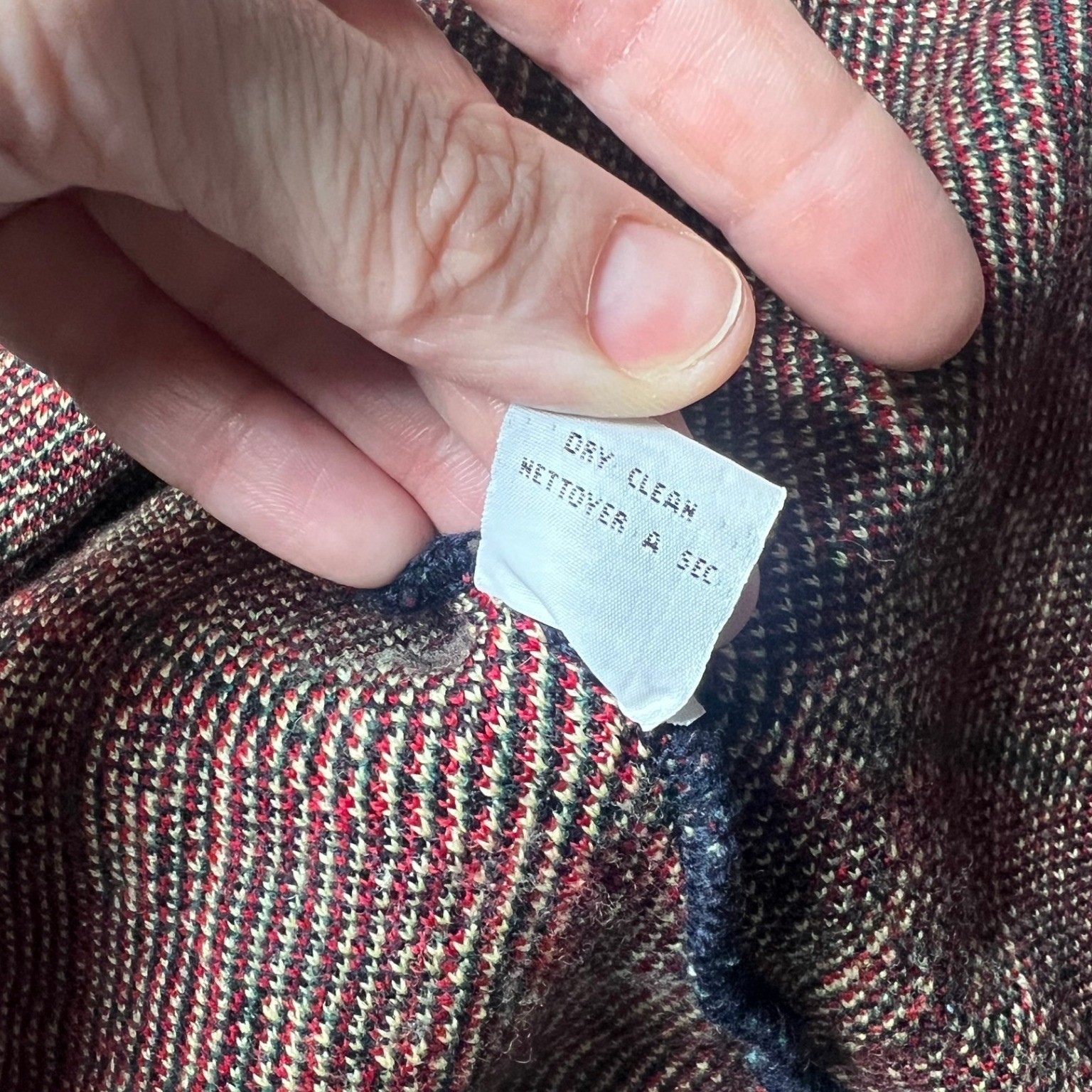 Vintage Talbots Made In Italy 100% Merino Wool Full Zip Plaid Sweater CA 23147