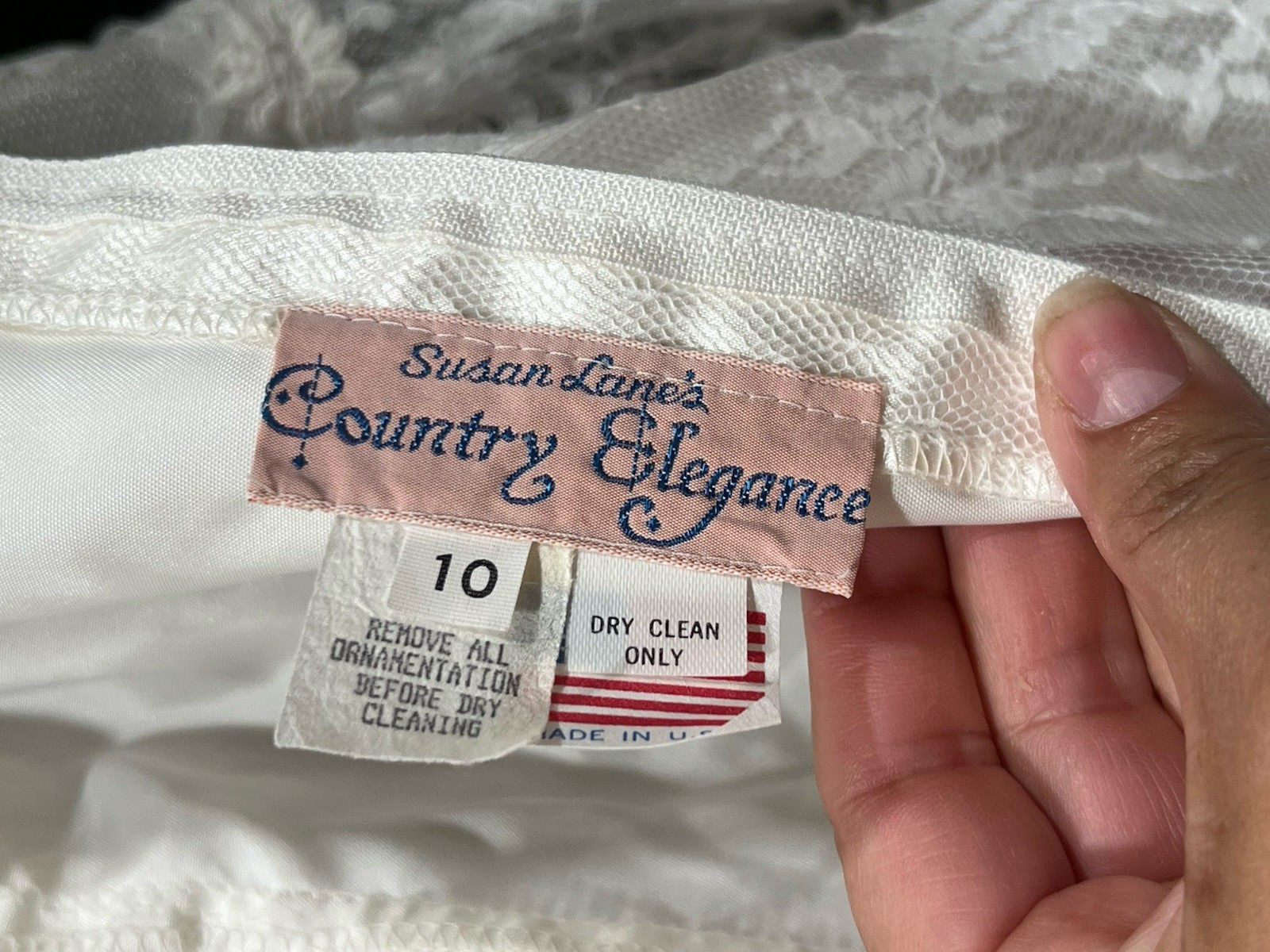 Vintage 70s 80s Susan Lane Country Wedding Dress, Lace Size 10 (Fits Modern 2/4)