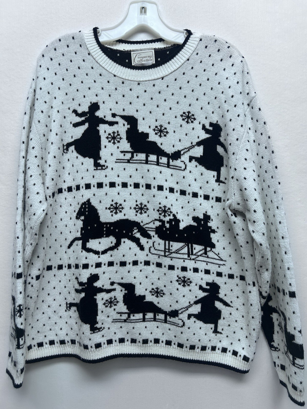 VTG Company Collection XL Black &White Acrylic Christmas Holiday Sweater
