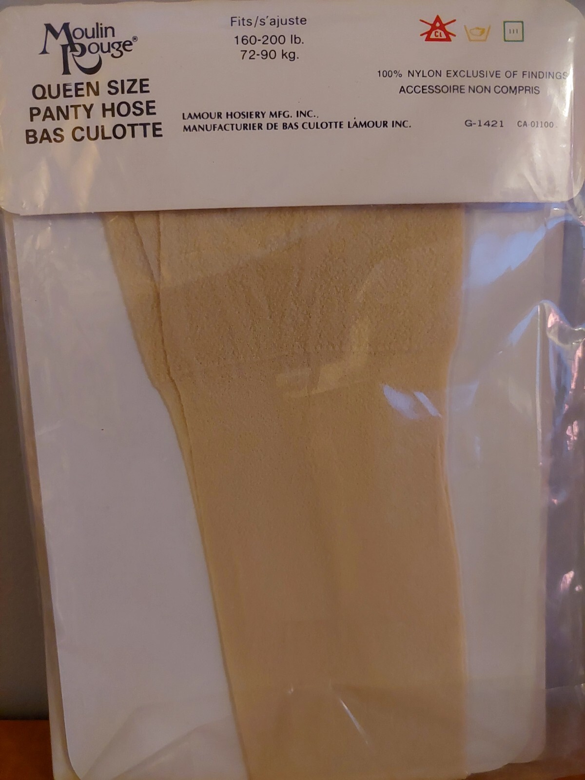 Vintage Pantyhose Moulin Rouge Color Ivory Queen Size 160-200 Lbs BDR2