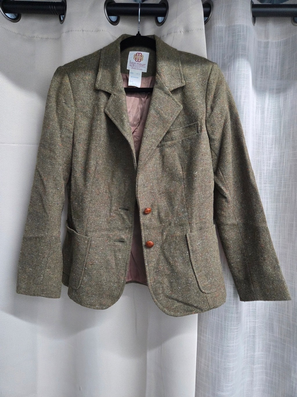 Vintage Bryn Mawr Olive Tweed Women’s Blazer Jacket Size 11