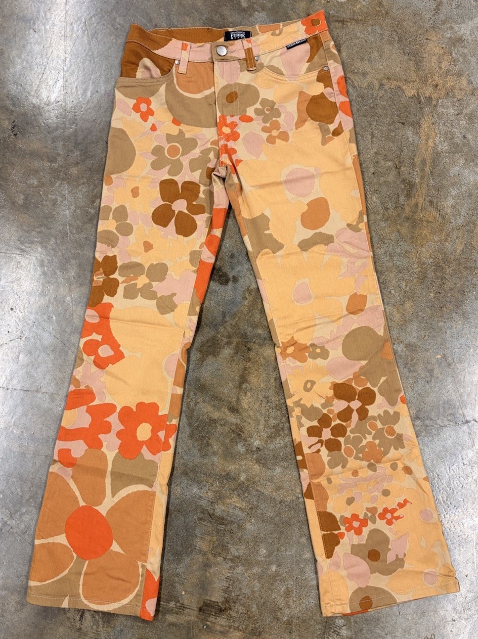 Gianfranco Ferre Vintage Designer Floral Pants 27 Italy Summer Retro 80s Flare