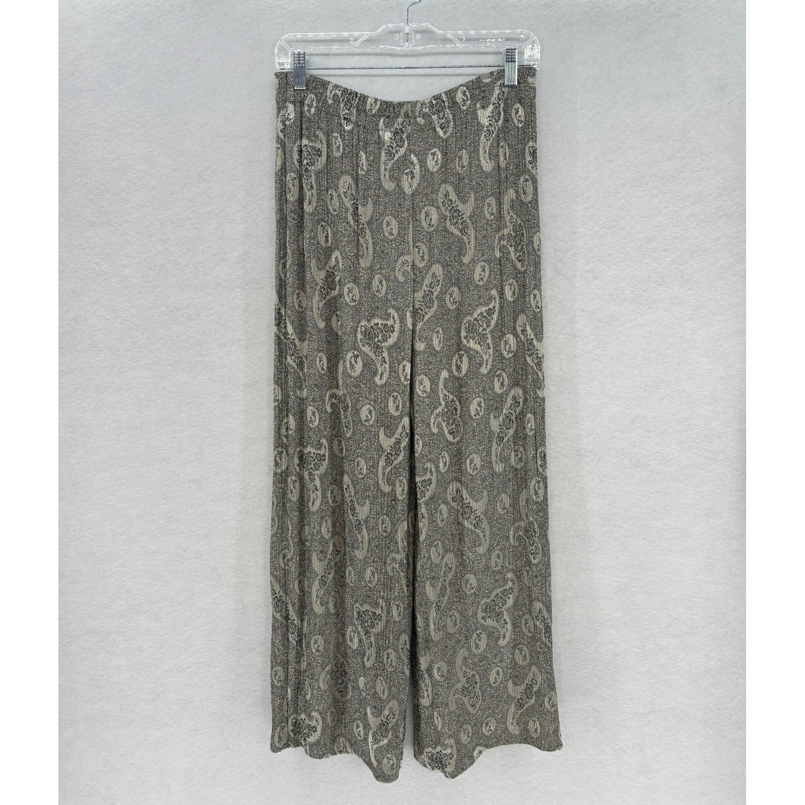 Vintage 90s Carole Little Pant Set Womens 8 Grey Jacquard Floral Two Piece Boho