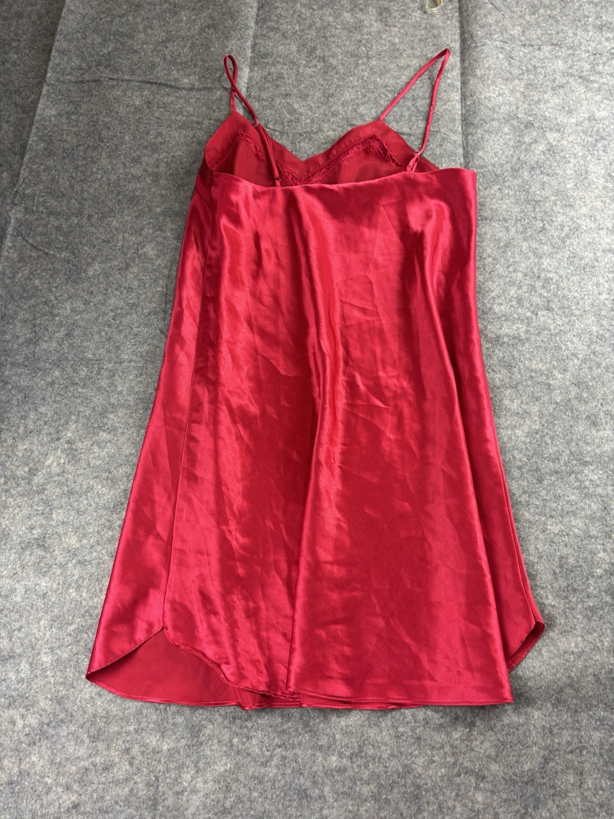 Vintage T R Bentley Red Bias Cut Satin Sexy Lingerie Mini Slip Dress Size M SEE
