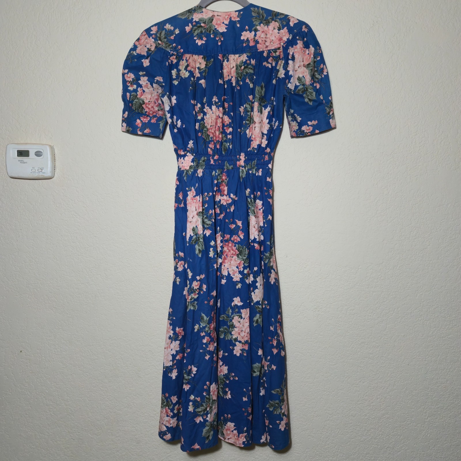Vtg 90s Carol Anderson Petites Floral Midi Dress Pockets USA Cottagecore 2P