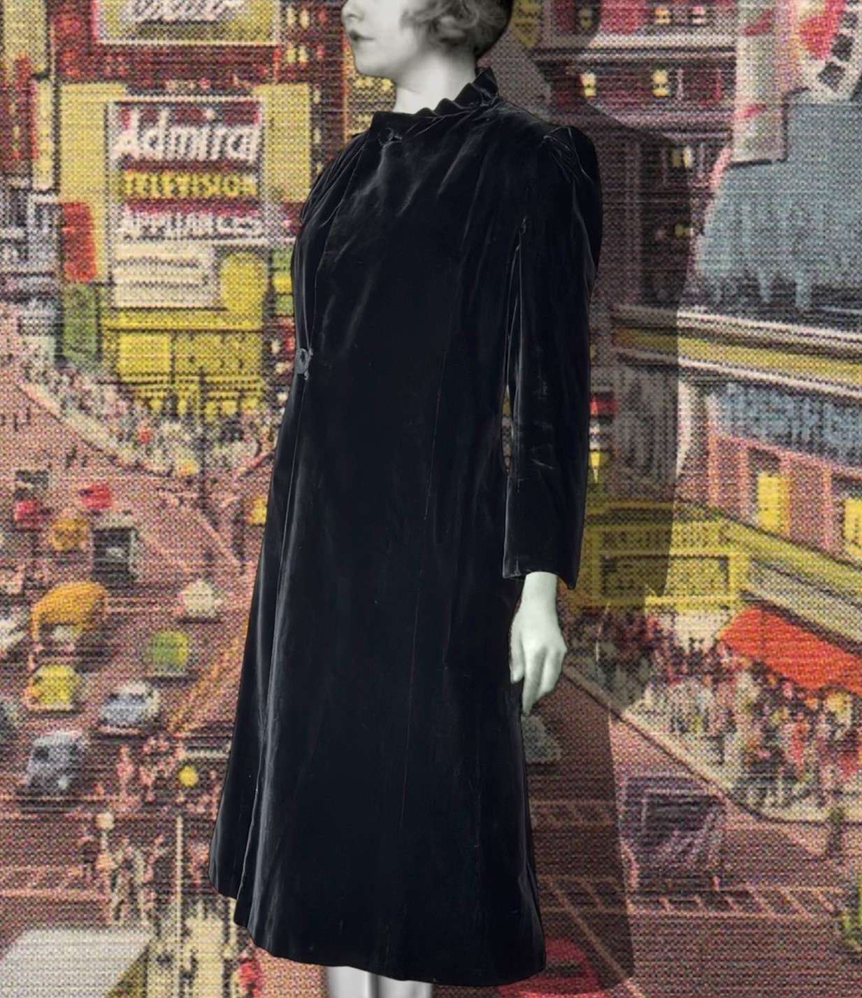 Edwardian Black Silk Velvet Coat Velours du Nord Sony Pictures Opera Jacket