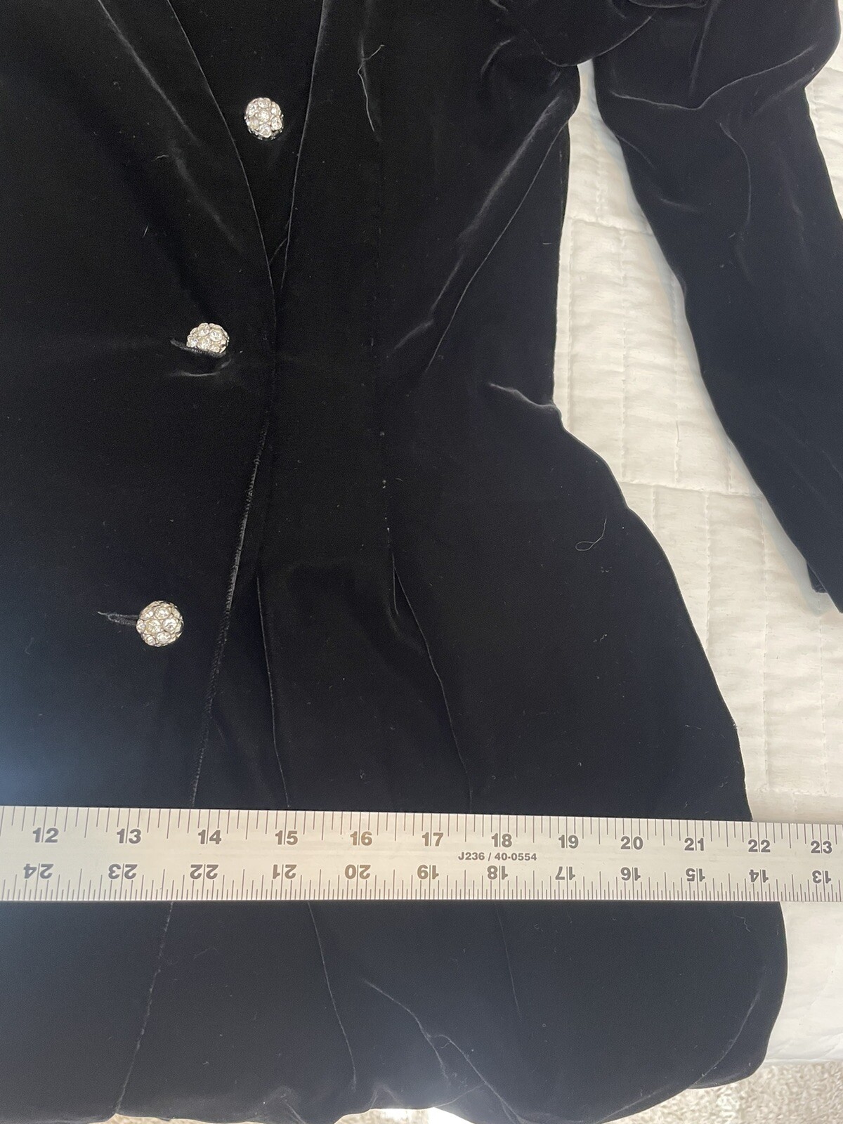VTG Albert Nipon EXECUTIVE 80’s Black Velvet Coat Dress DYNASTY Alexis Jeweled 6