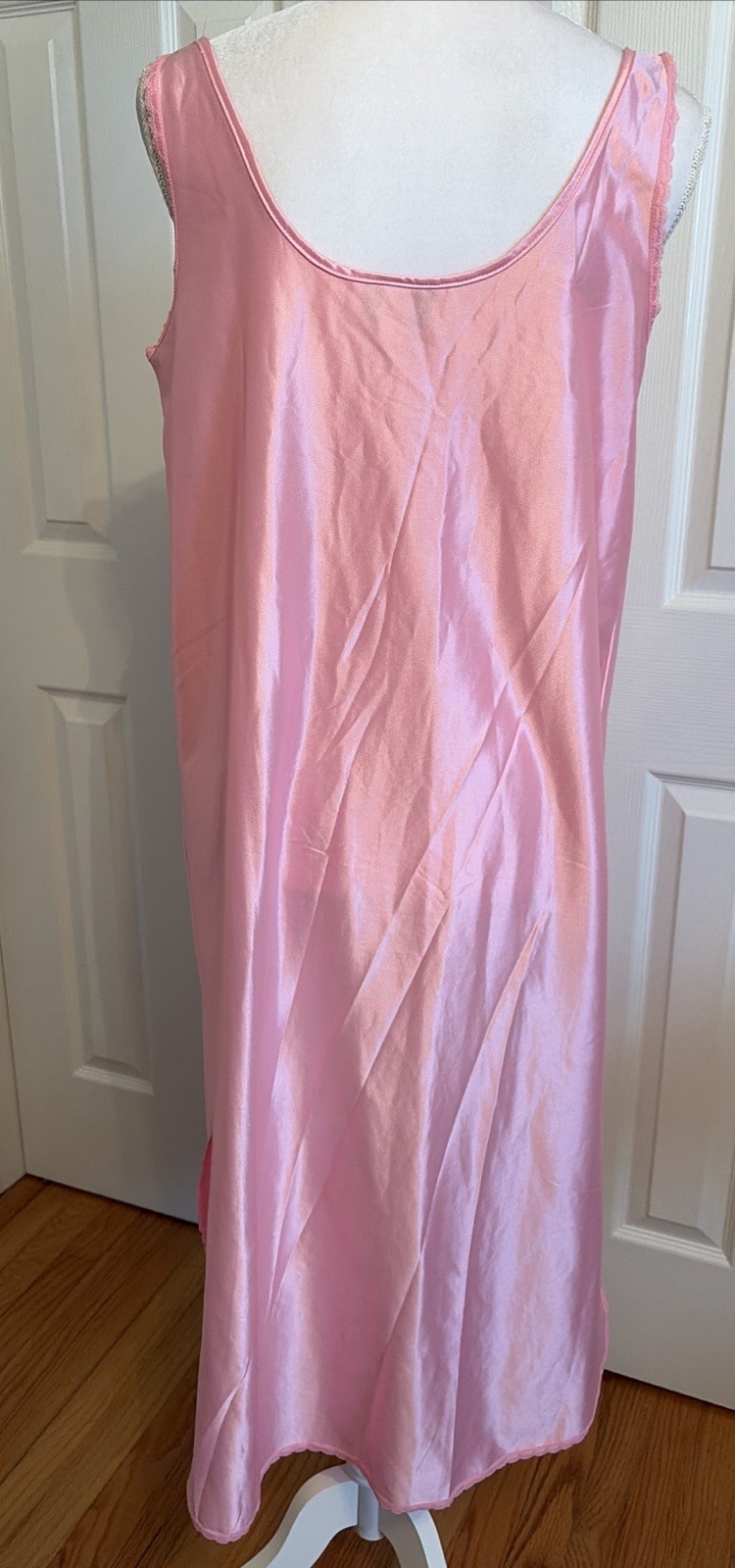 Vintage Stardust Made in USA Pink Nightgown Lace Side Slits Size M