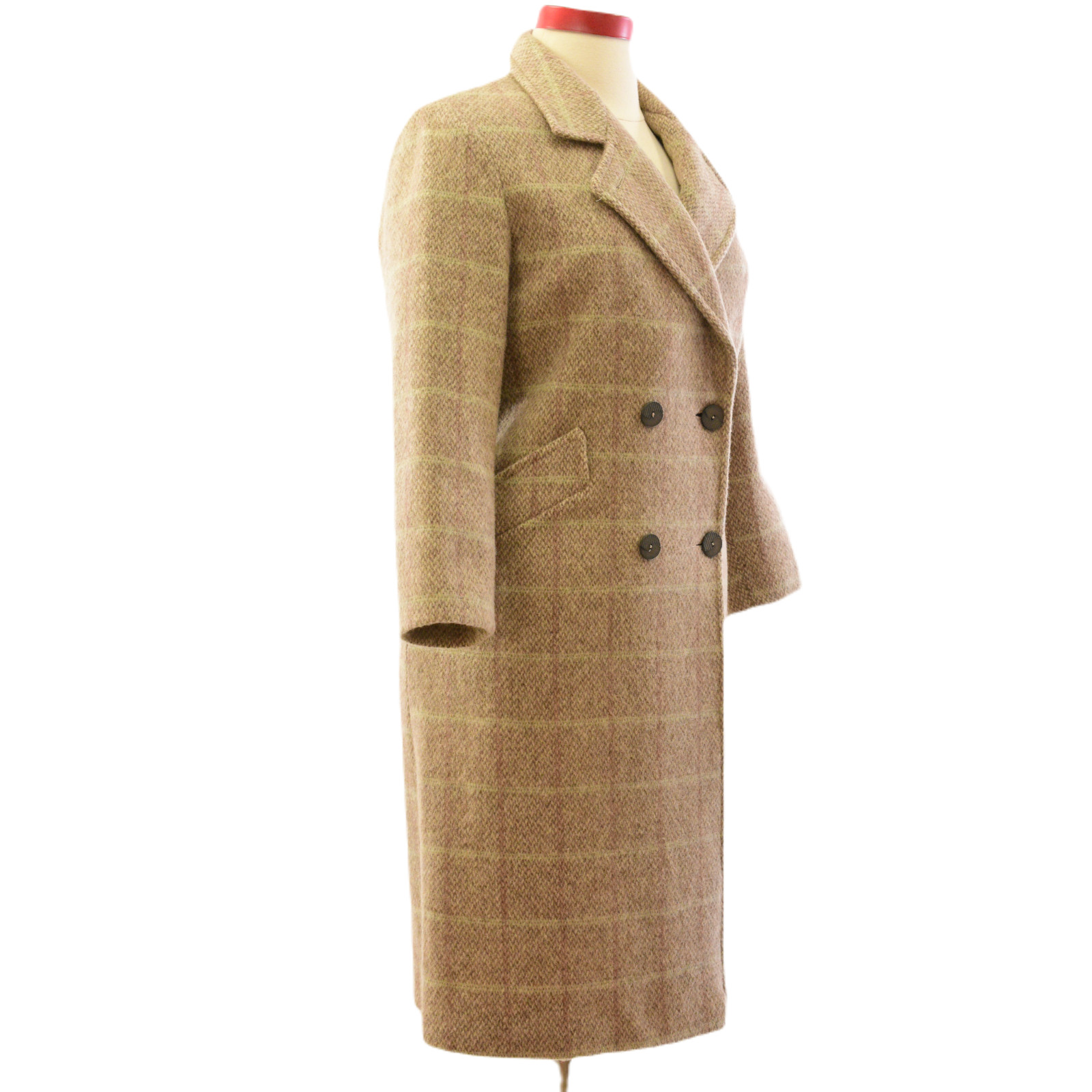 Herman Kay Plaid Double Breasted Top Coat Womens 10P Petites