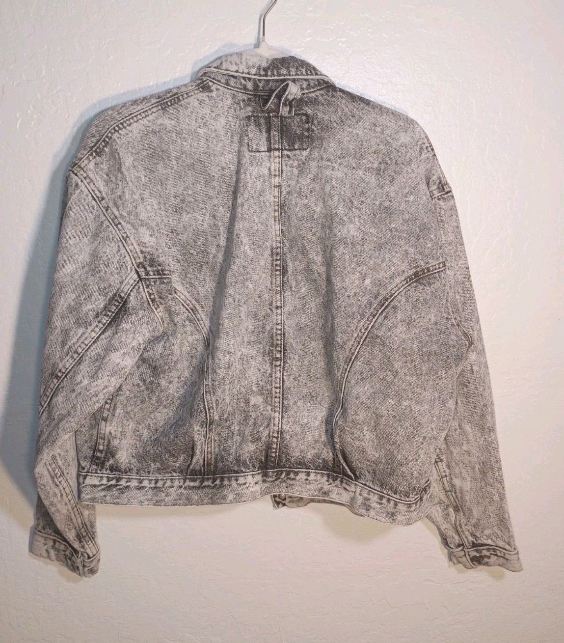 VTG Code Bleu Denim Jacket M 80s 90s Acid Wash Gray Black Cropped Made in