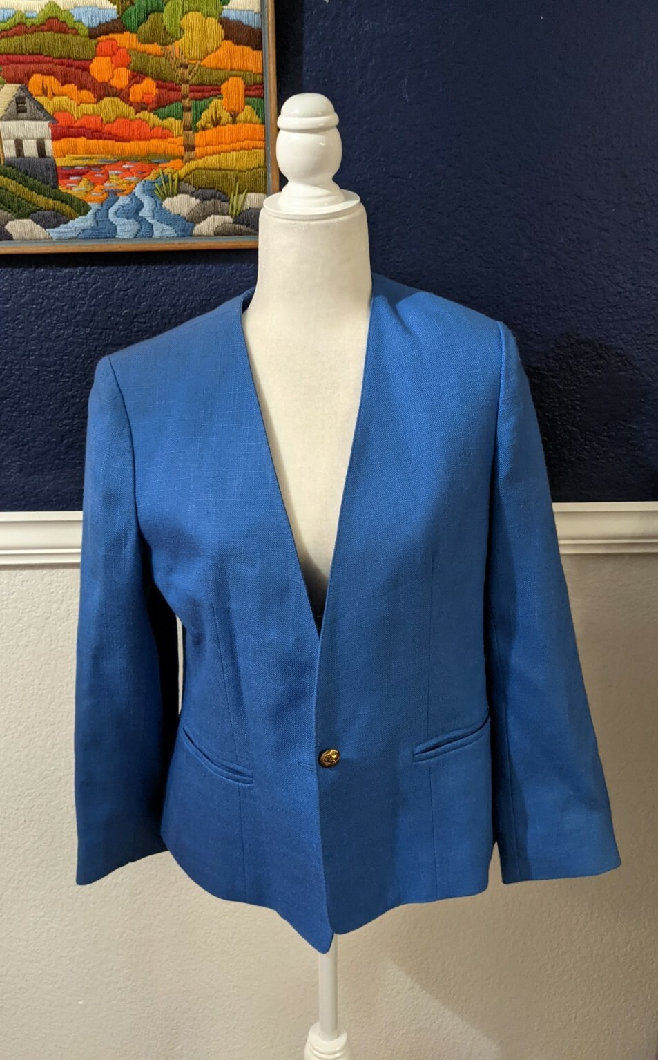 VTG Westbound One Button Blue Blazer Jacket Sz 12 Large L