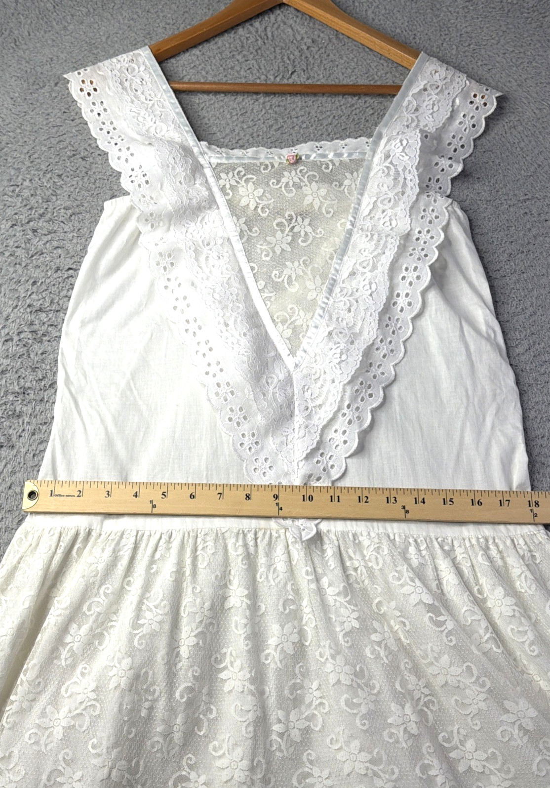 Young Edwardian Arpeja Dress Womens S Vintage Lace Eyelet Sleeveless Cottagecore