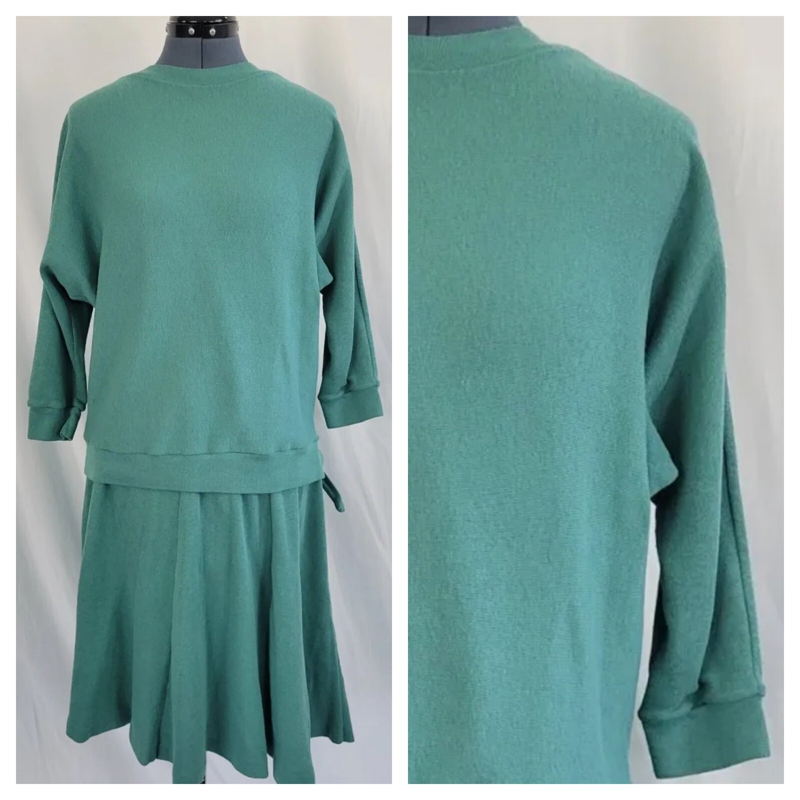Vintage Look Fashions Green Polycotton Top & Skirt Set One Size Fits Most