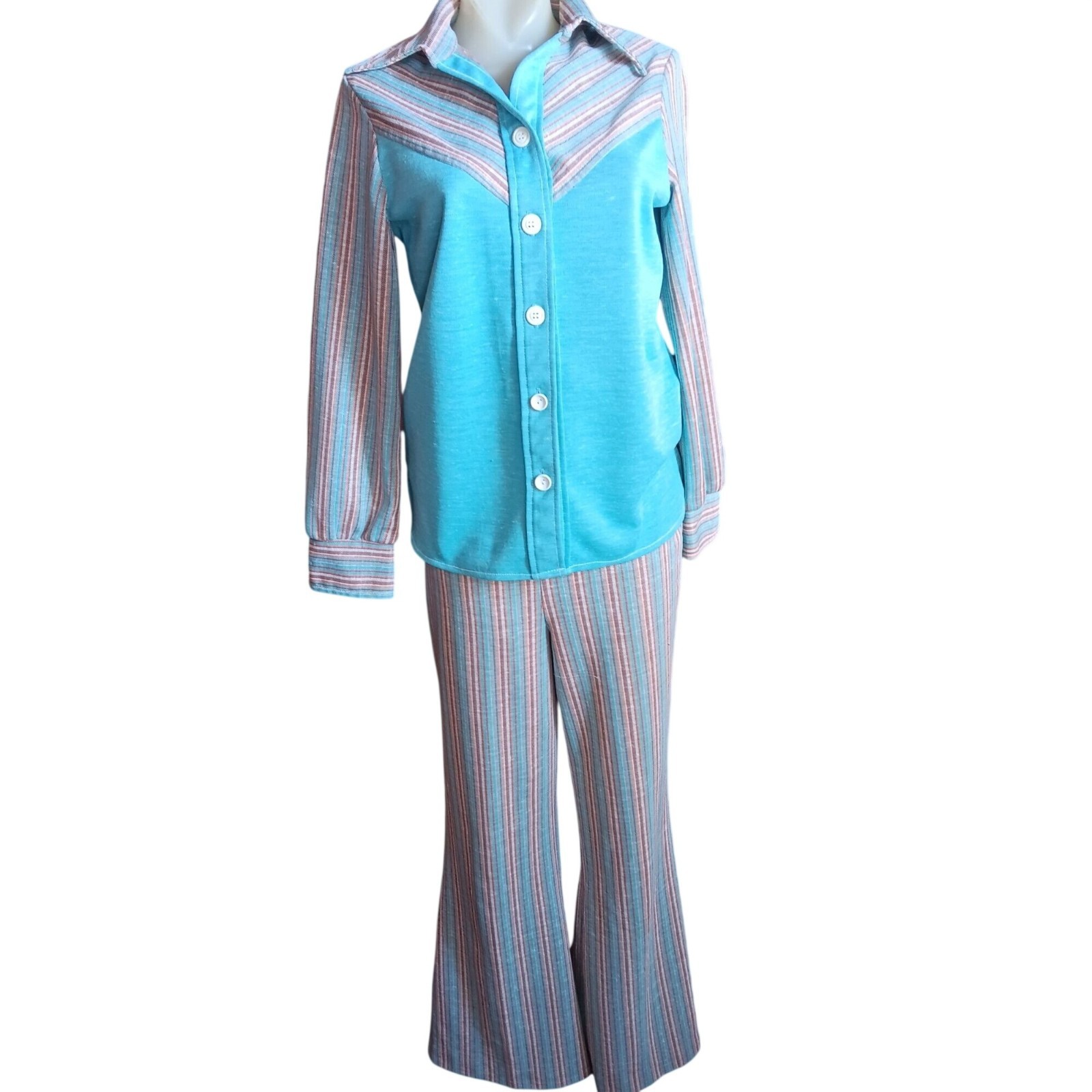 Medium Vintage 1970s Disco Bellbottom Pantsuit Dallas Jacket Pants Set Disco Mom