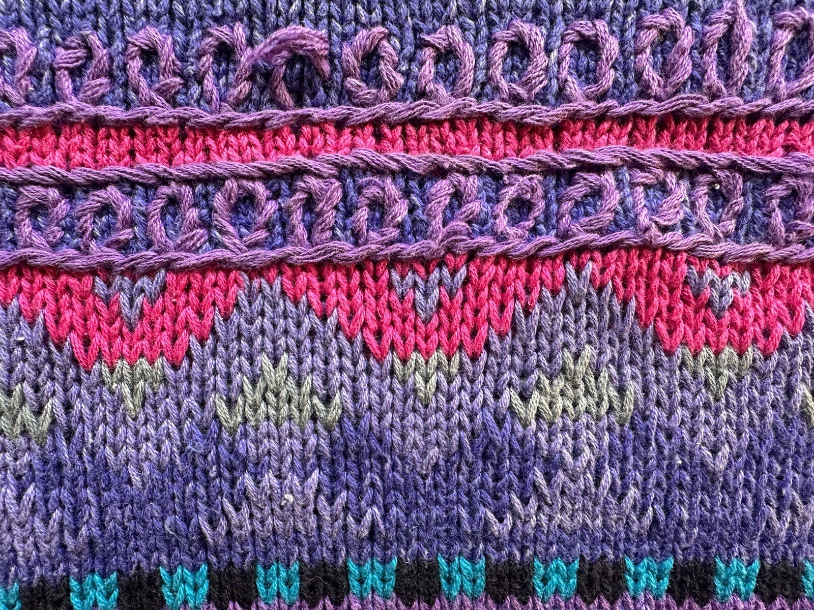 Vintage 1992 Segrets Sun Prints Purple Multicolor Embroidered Sweater Size L