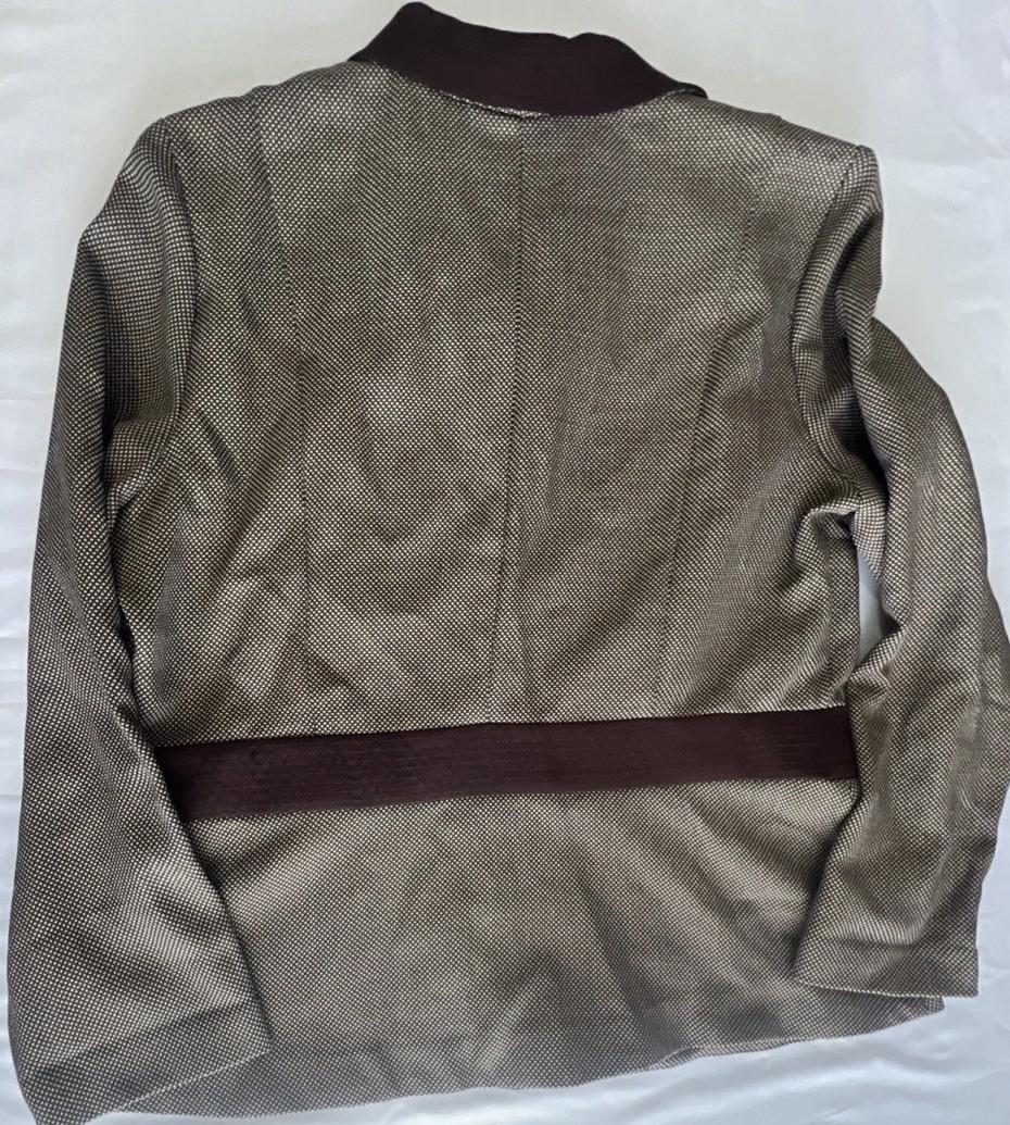 Vtg Studio I Brown Jacket Women’s Plus Sz 18 Zip Front Collared Textured Blazer