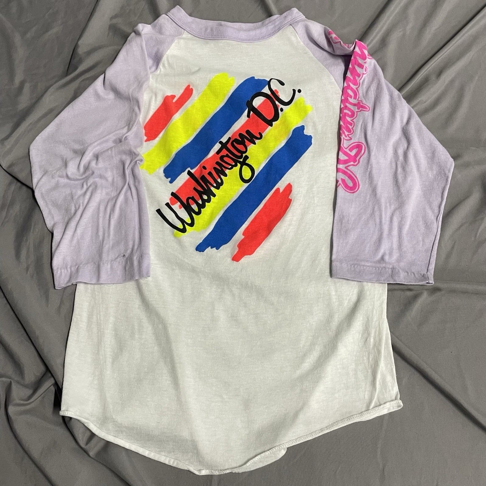 Vintage 80s Washington DC Raglan 3/4 Sleeve Shirt Womens Size Medium Made In USA