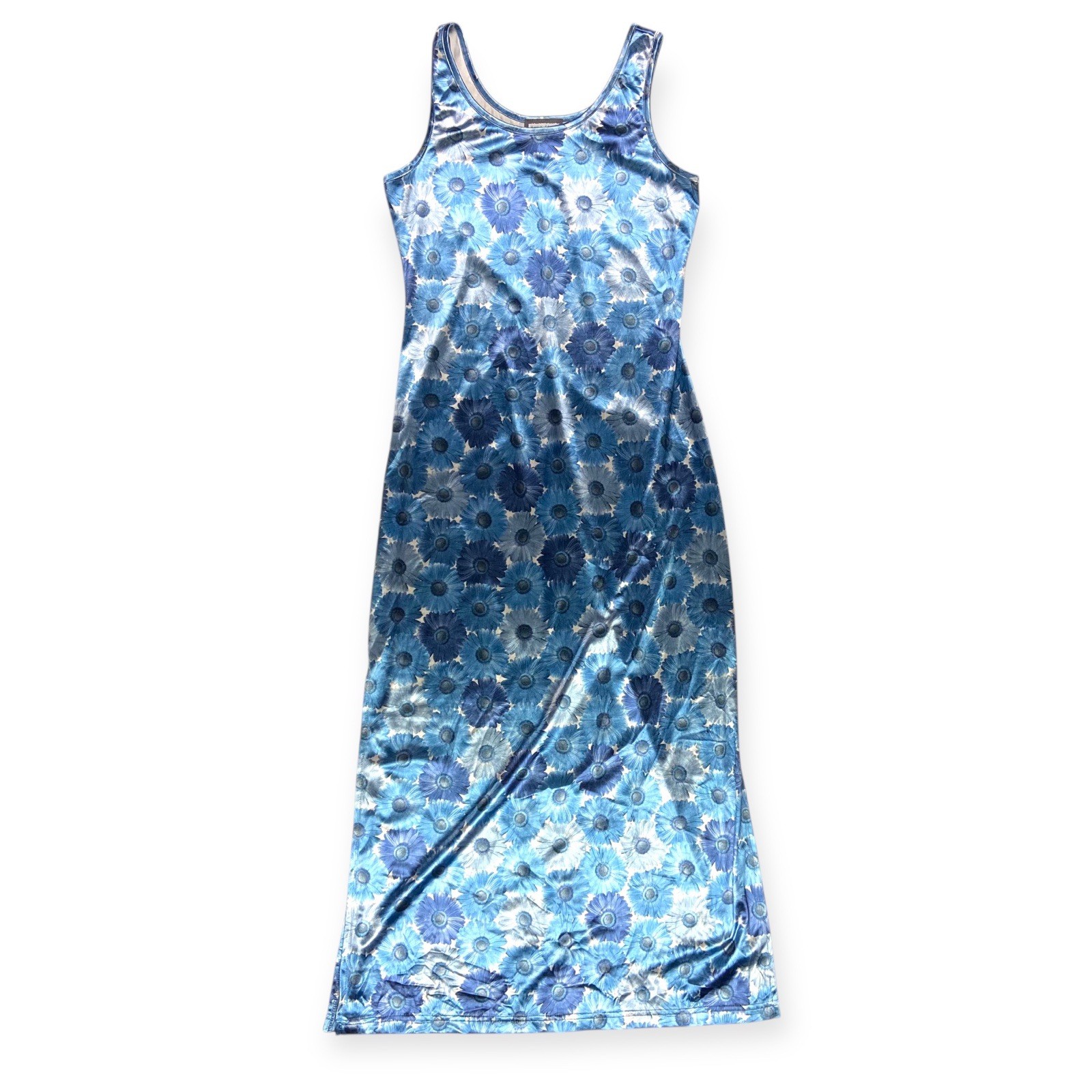 Aqua Blues Women’s VTG 90’s Satin Daisy Floral Dress Grunge M