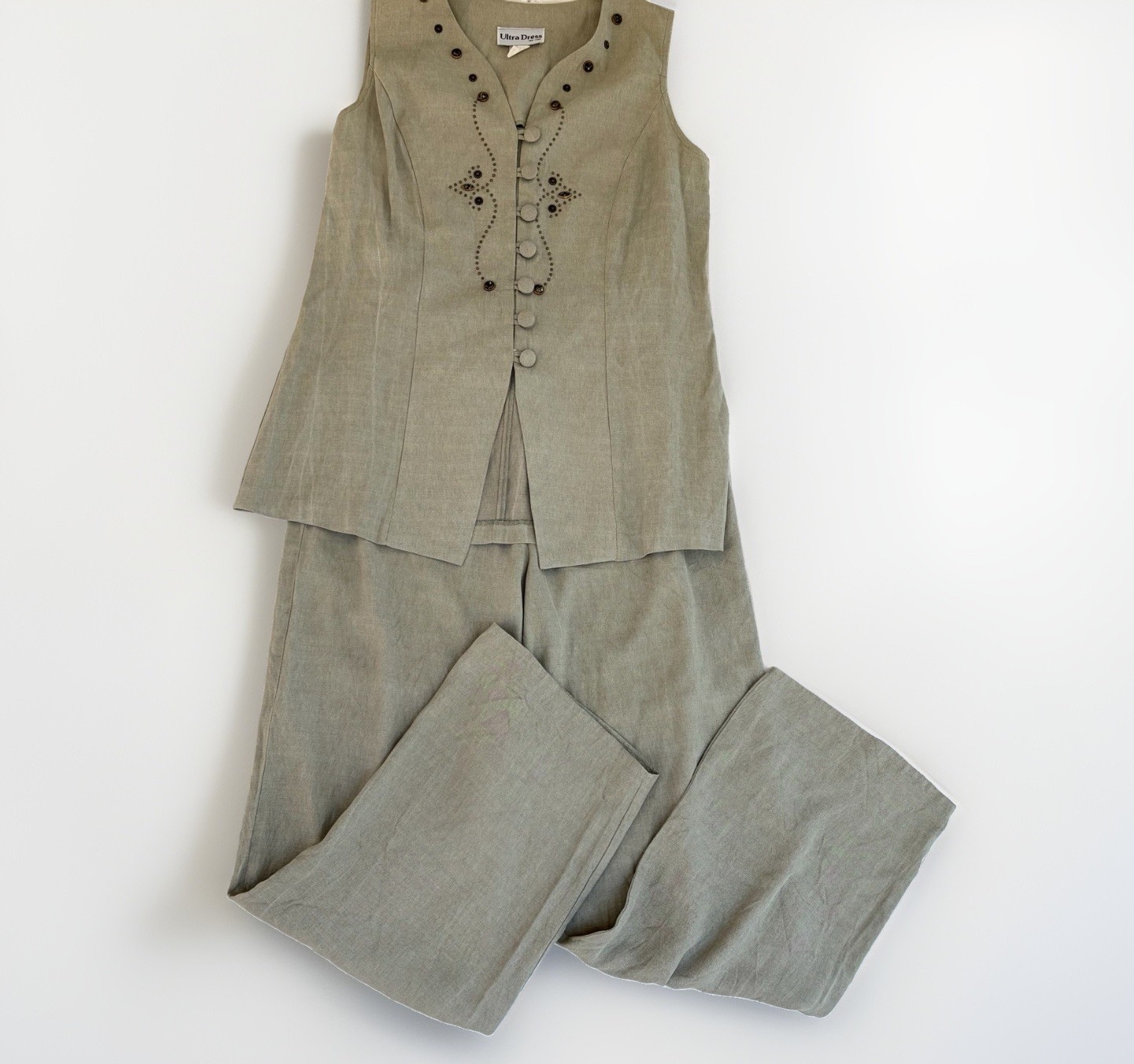Vintage Ultra Dress vest Trouser Set Women’s 10 beaded embroidery Quiet Luxury