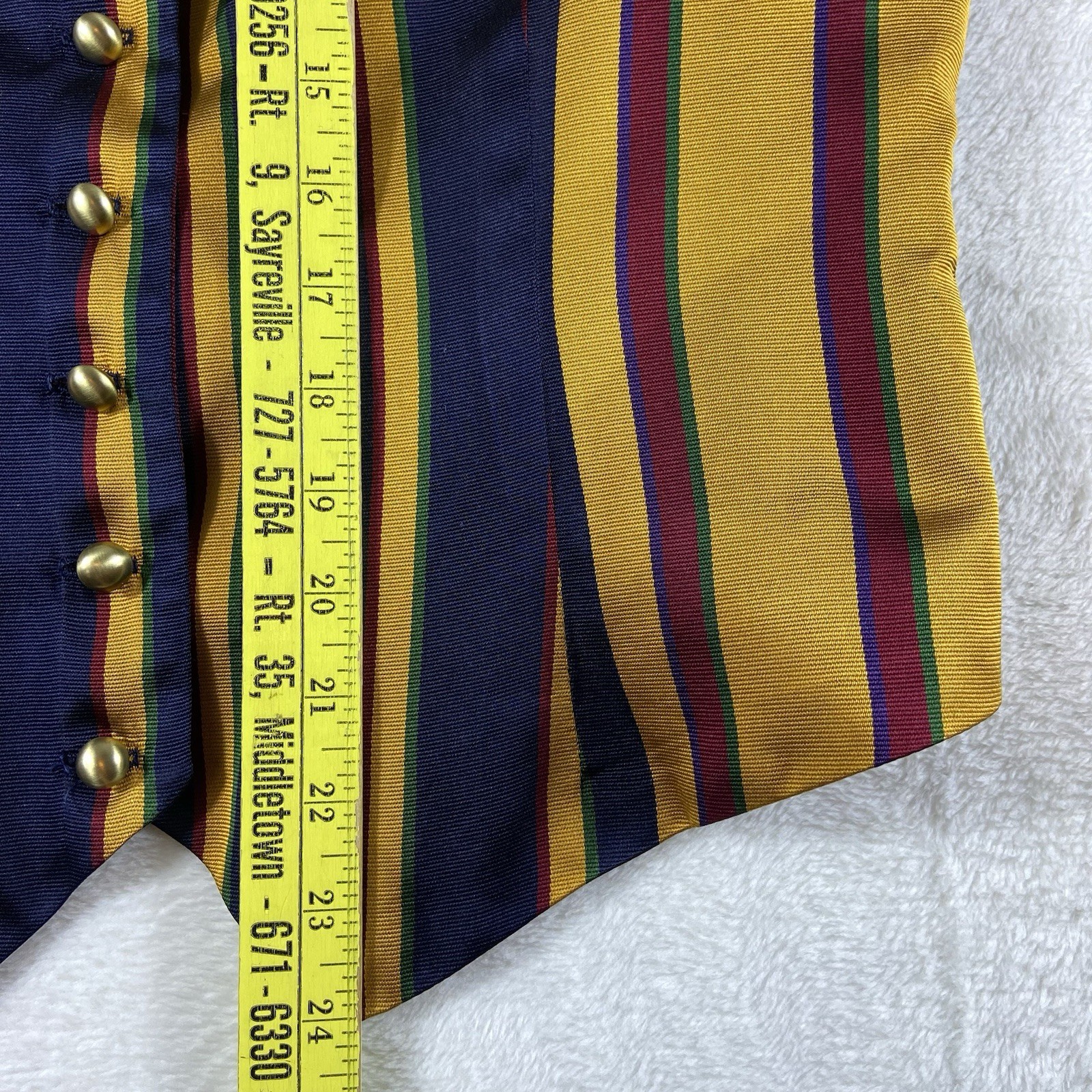 Bushwacker USA Vintage Striped Vest Women’s Size 10 Purple Gold Multi Color 90s