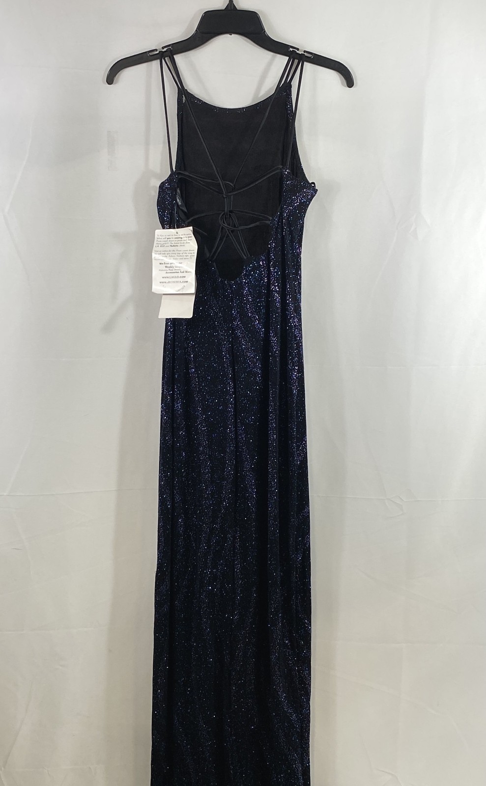 Roberta Women’s Blue Glitter Gown Vintage Y2K Multi-Strap Back NWT Sz L