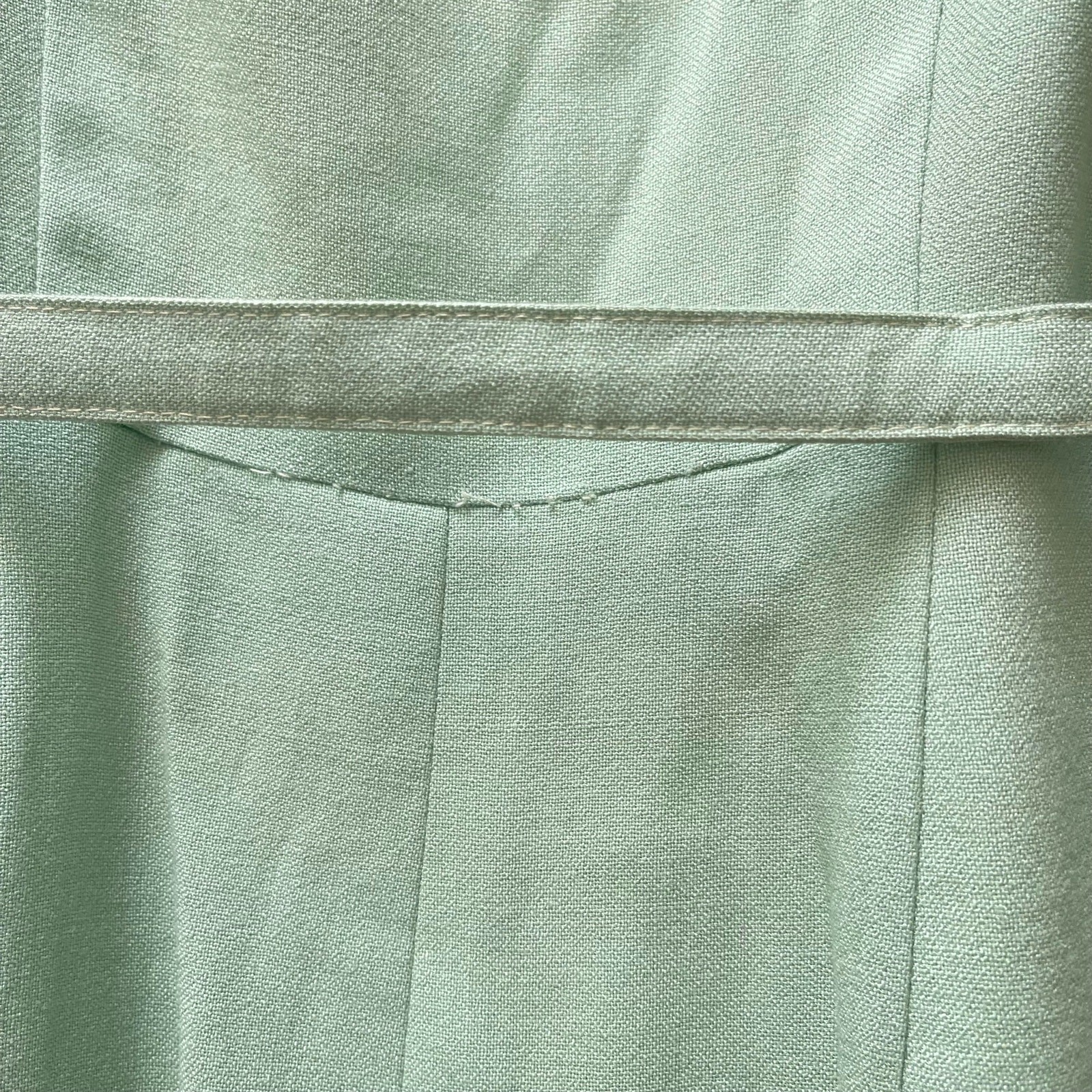 Beaded Sexy Green Wiggle Dress 1960’s Linen A-Line Pencil Skirt W/Pocket Vintage