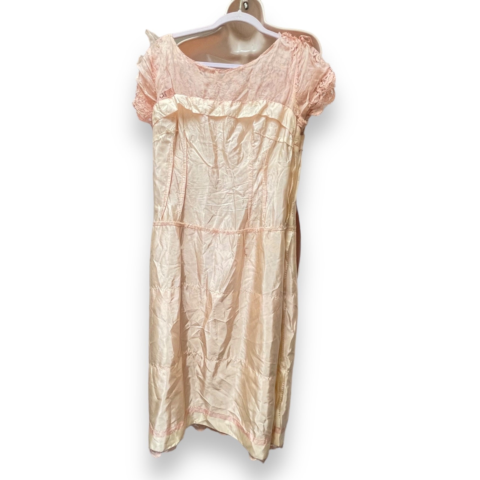 Cream Tiered Lace Lilli Diamond 1950’s Champagne Vintage Tea Dress Sz Medium
