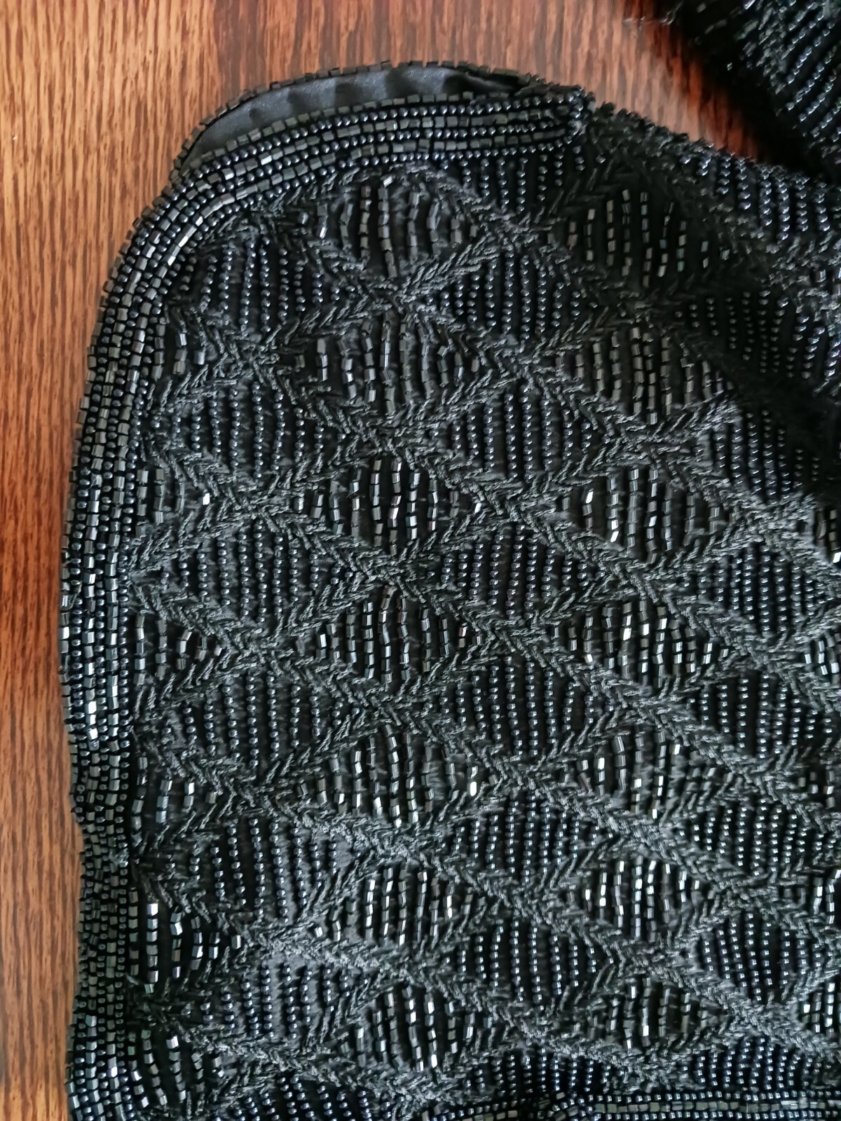 VTG Black Beaded Jacket Embroidered Diamond Pattern High Quality Small