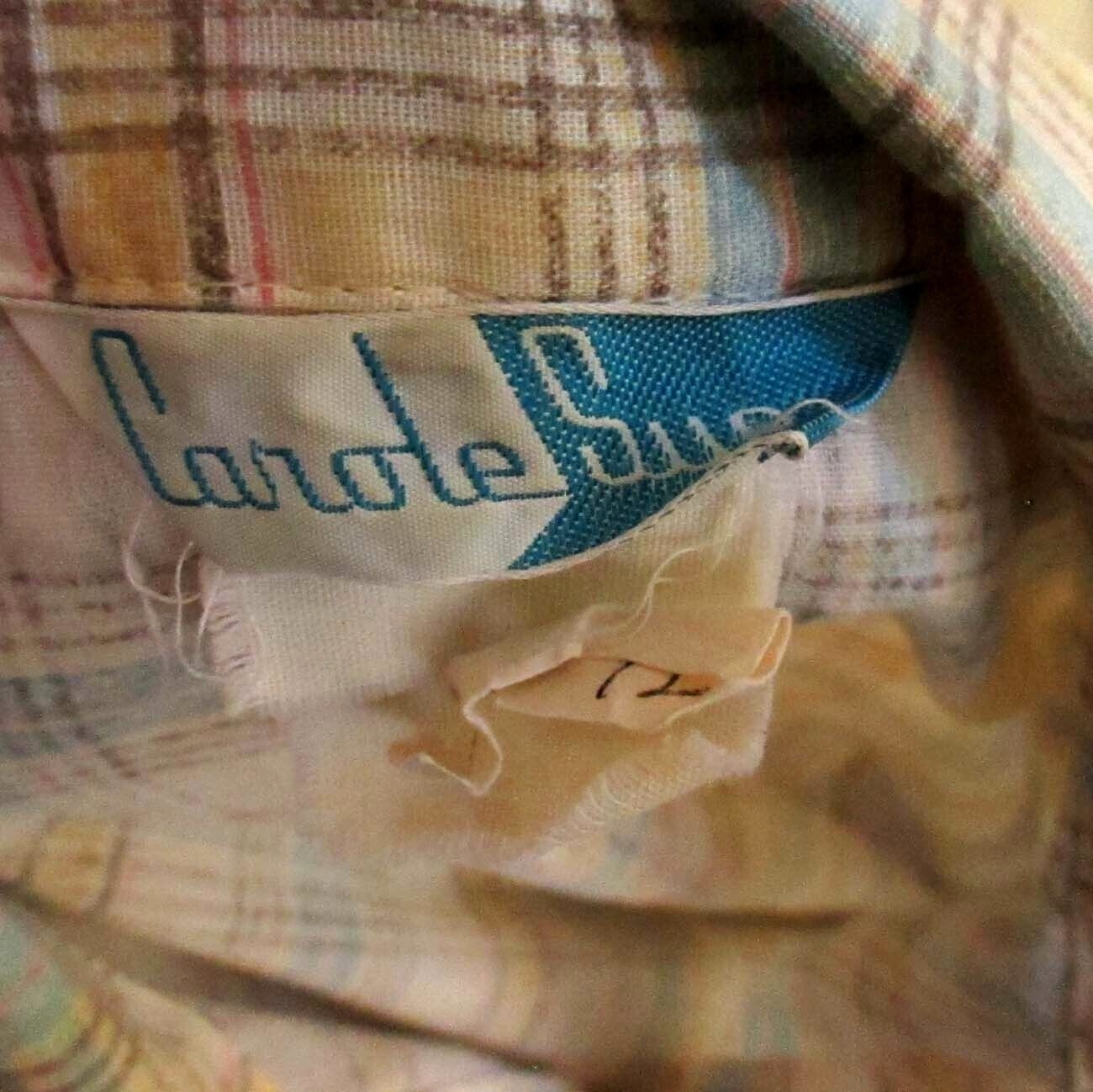 True Vintage Top Blouse Medium 70’s Carole Sue Plaid Long Sleeve Button-Up