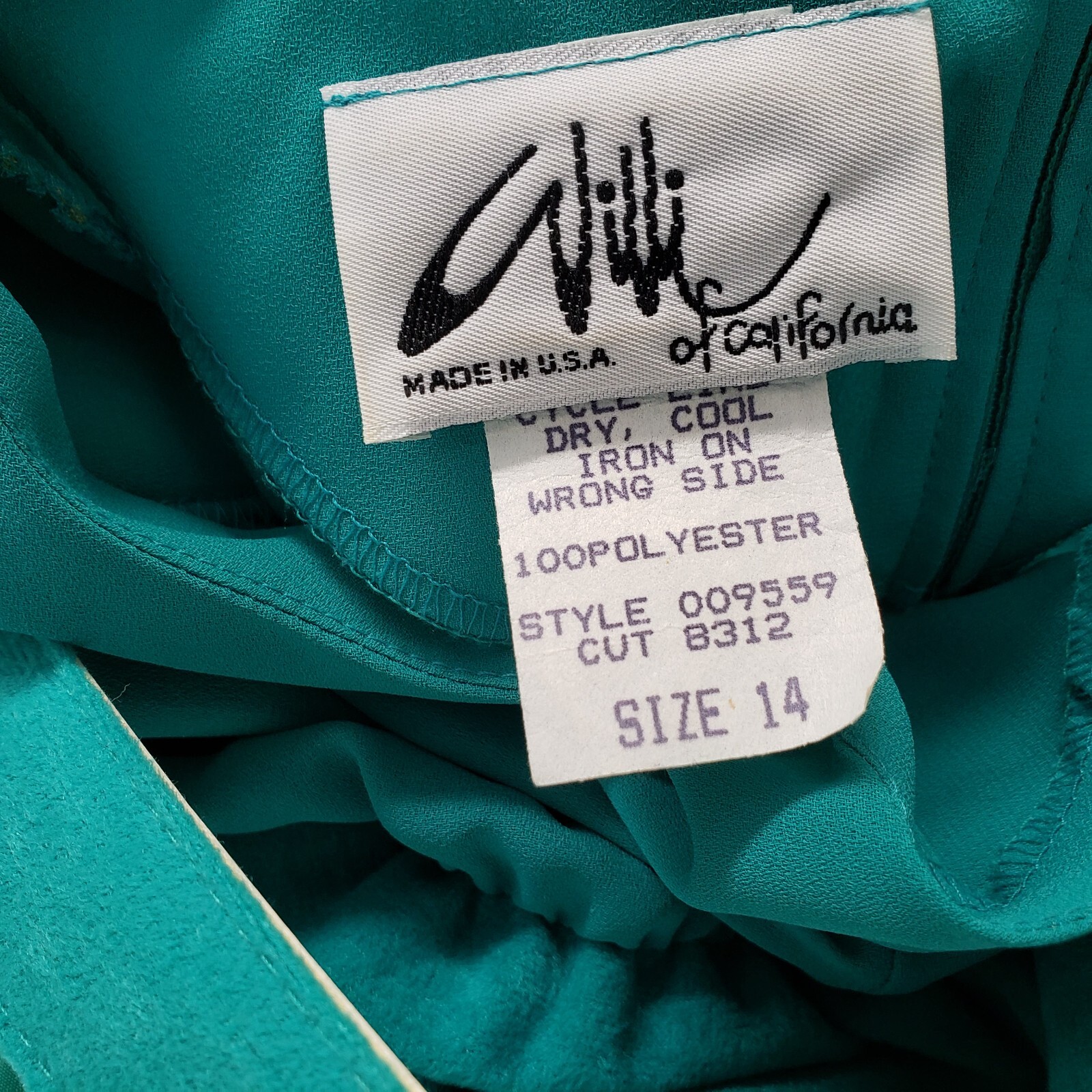 Vintage Willi 2 Pc Jacket/Dress Set With Belt Green Size 14