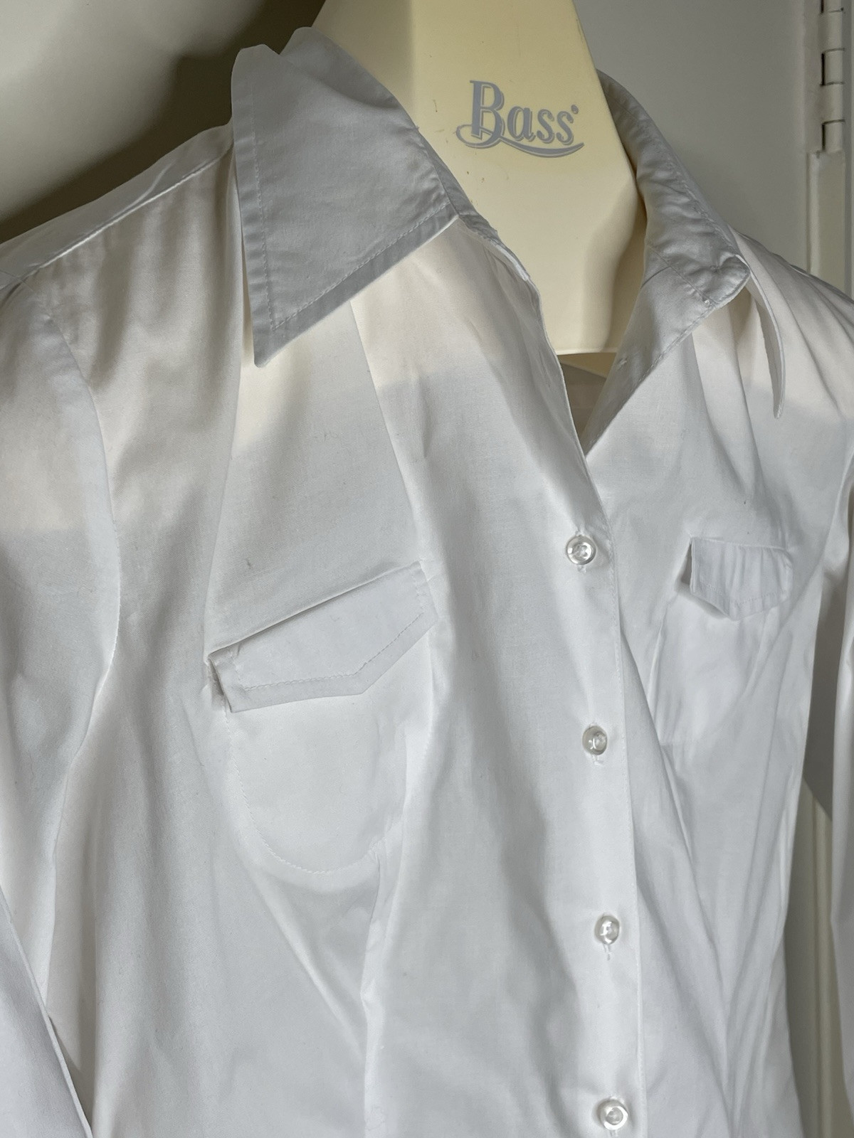 Vintage Chadwick’s Size 10 Stretch Button Down L/S White Ruffle Shirt Top