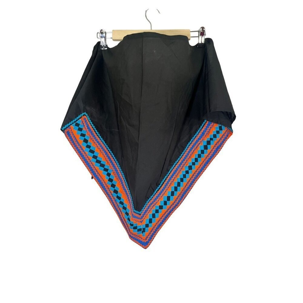 Handmade Handkerchief Top XL Black Western Boho Aztec Embroidery Indie Folk Chic