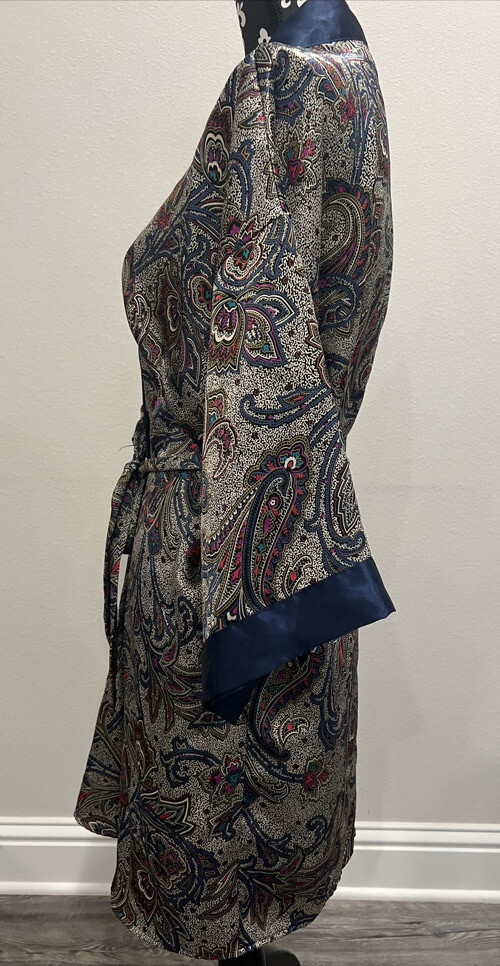 VTG 80’s Body Drama Lingerie Women’s Multicolored Paisley Print Kimono SS Robe M