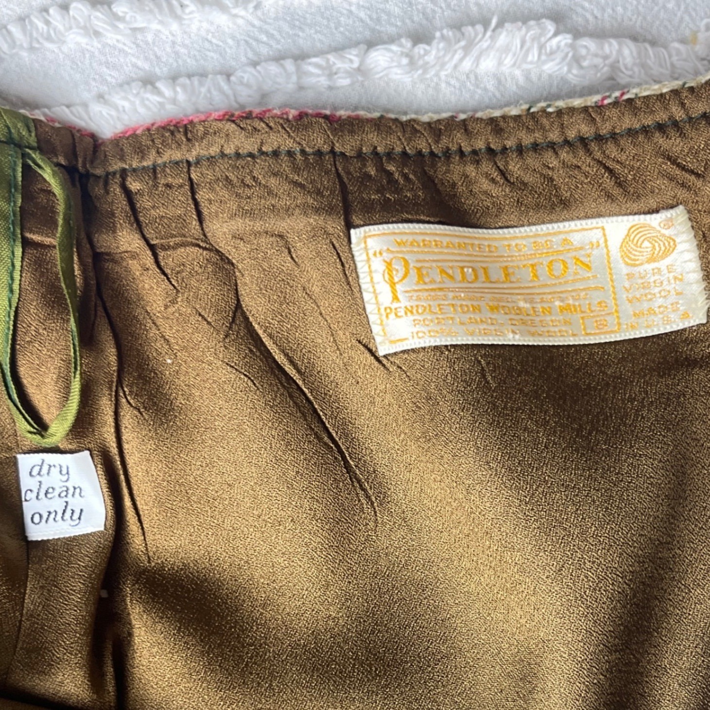 Vtg Check Pendleton Skirt Midi WOOL 70s Preppy Pink/Red Green Tan Sz S Secretary