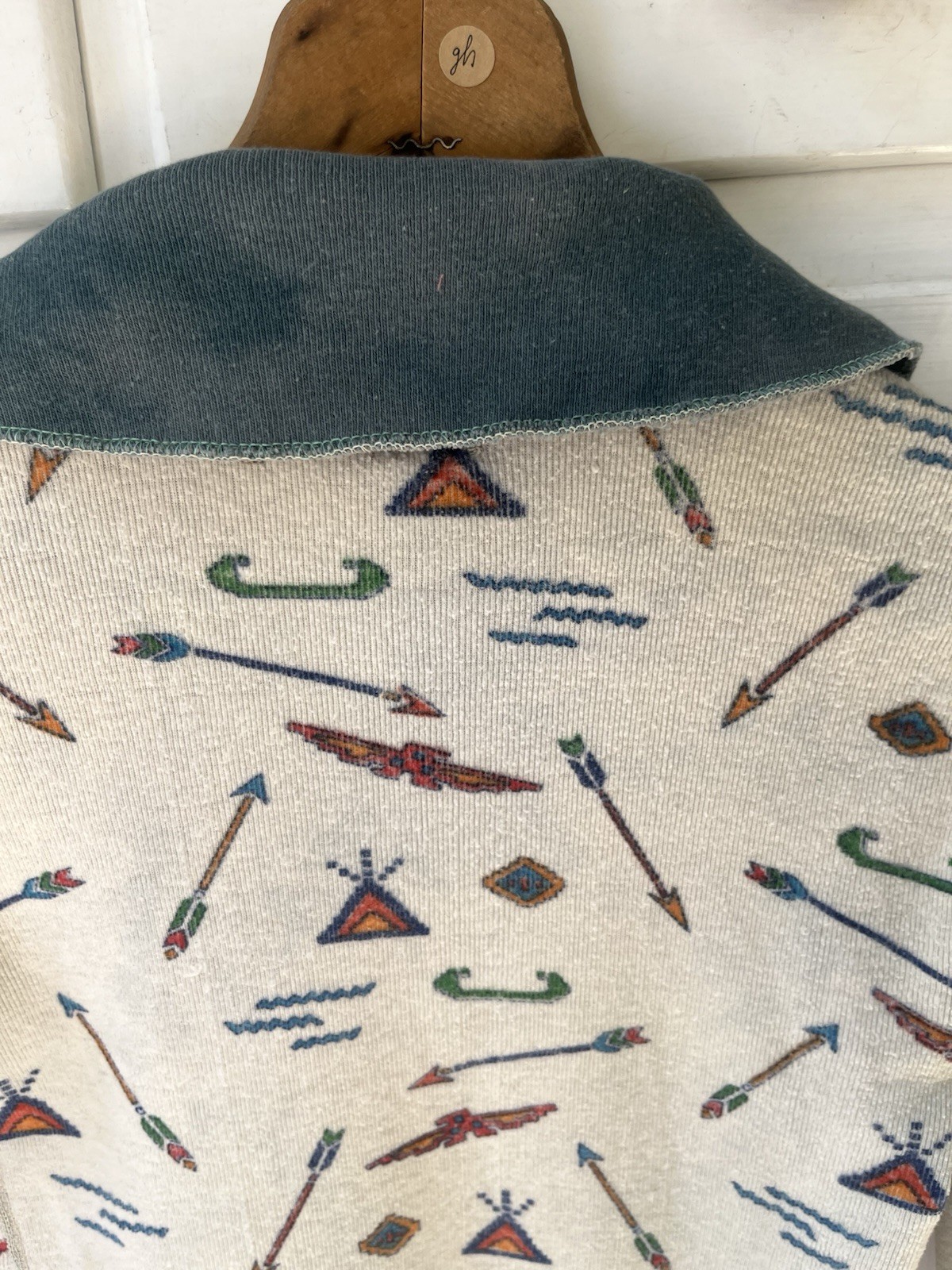 Vintage 60s Cowboy Western Native American Camp Long Sleeve Thermal T Shirt XS