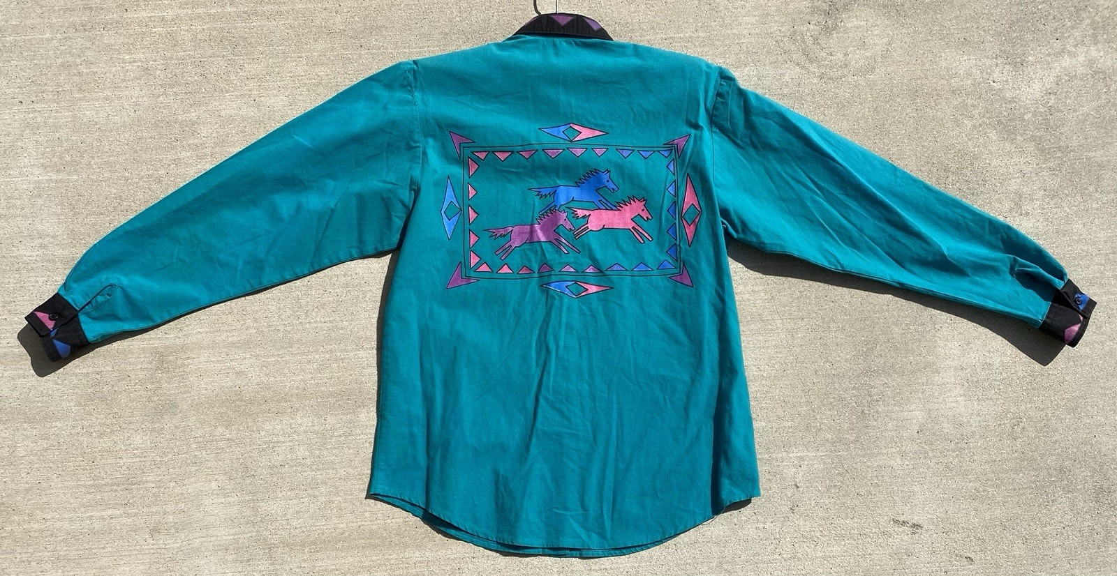 Vtg Cameo Rose Western Southwestern Shirt Top Blouse Horses 80s 90s Cowgirl XS