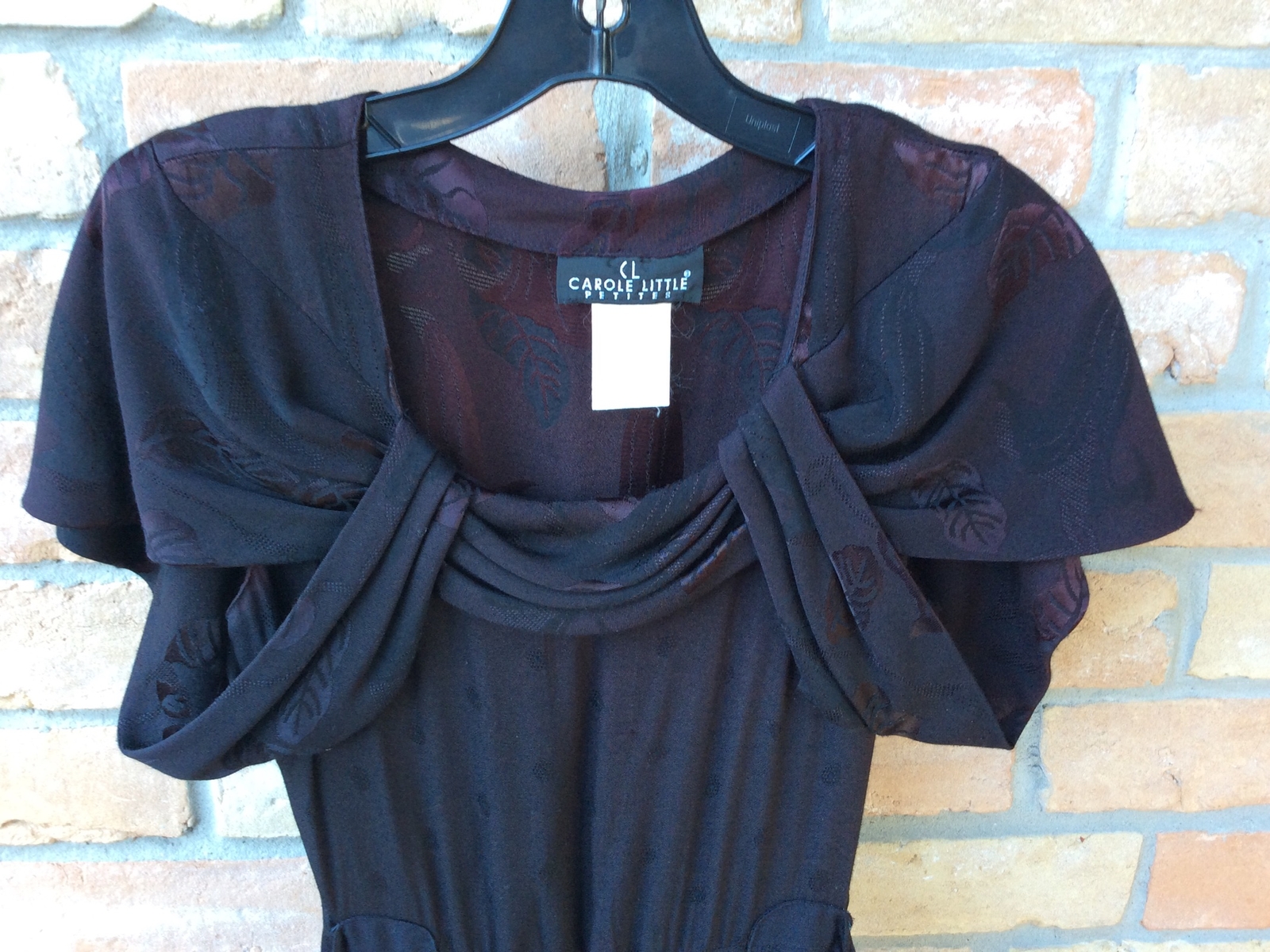 VTG 80s CAROLE LITTLE PETITES Sz 2P Dress 80s/30s Art Deco Drape Floral USA